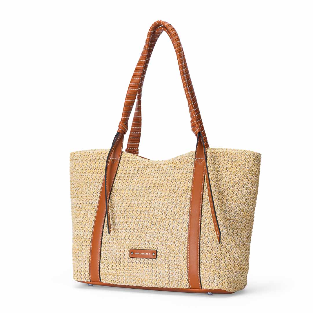 MAC ALYSTER SAINT-MALO sac shopping cognac paille