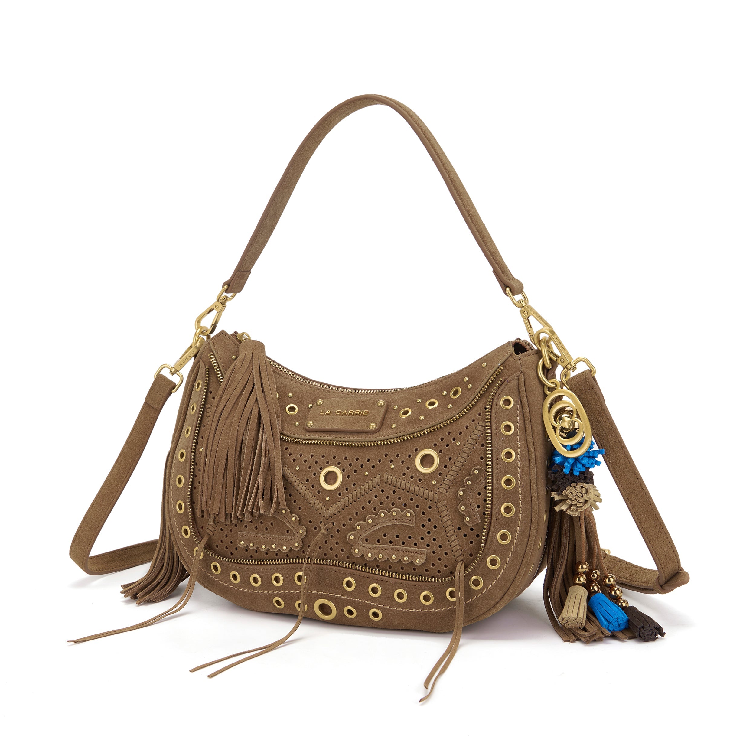 La Carrie Bag Jungle sac bandouliere daim cuoio 32x12x21 cm