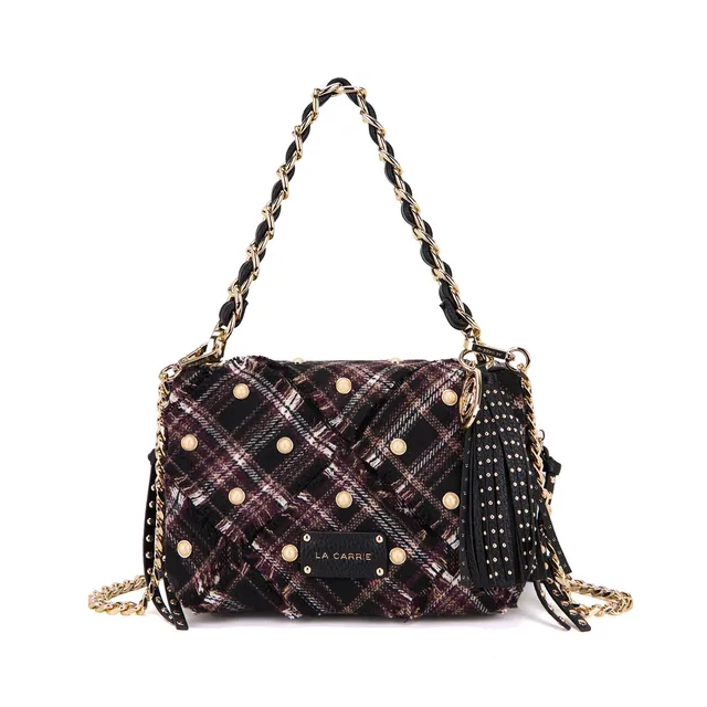 La Carrie Isabel Scottish sac épaule burgundy tartan