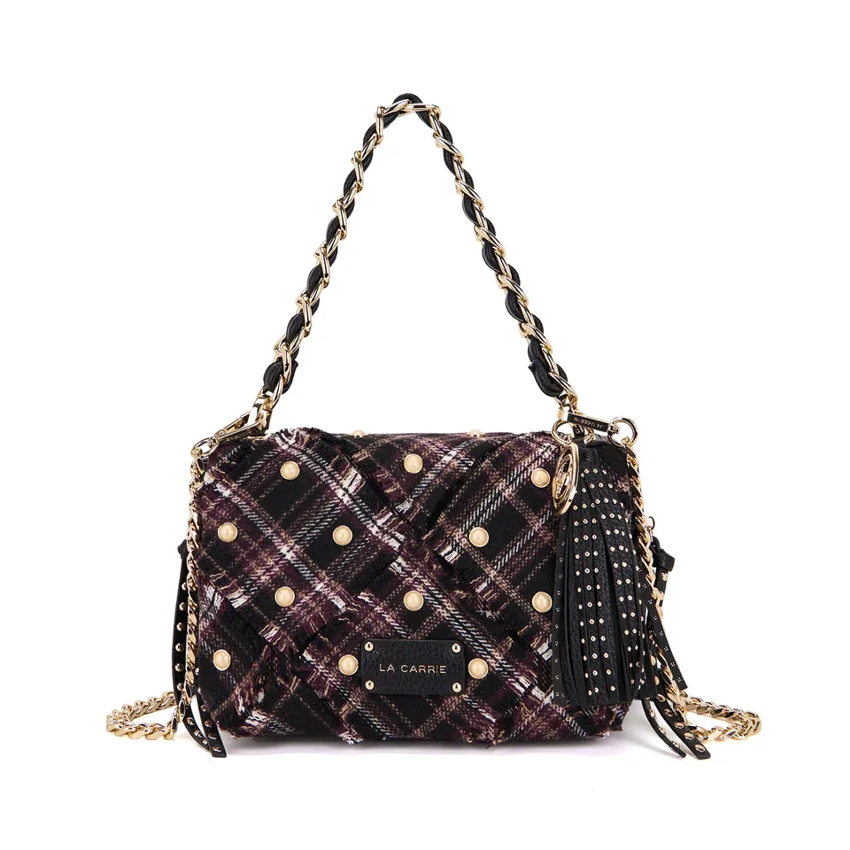 La Carrie Isabel Scottish sac épaule burgundy tartan