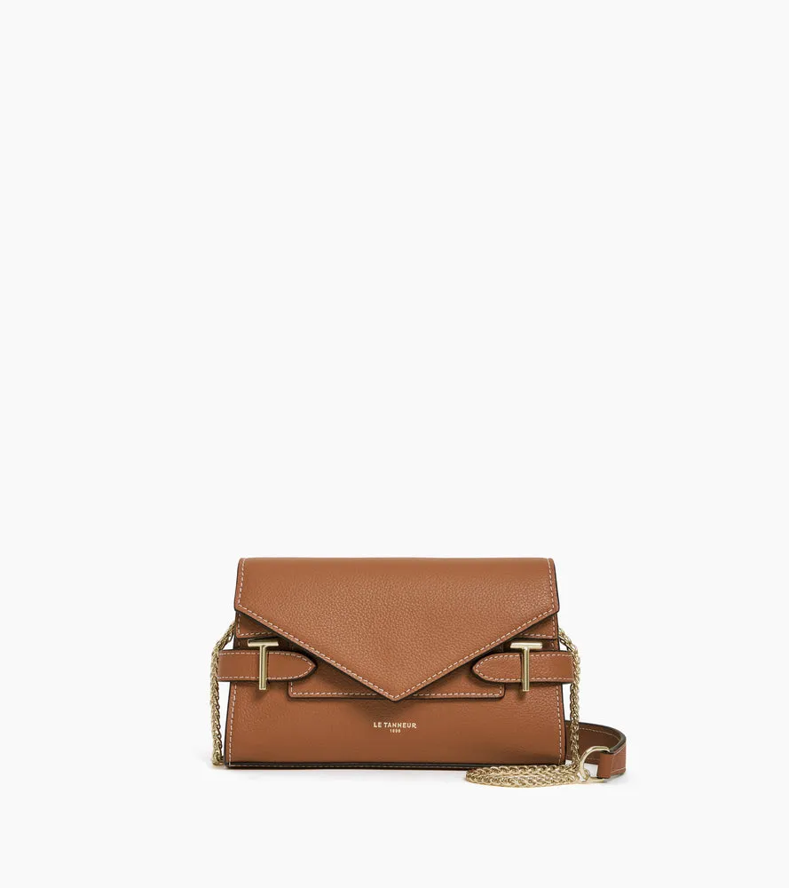 Le Tanneur Emilie Pochette Cuir Marron Grainé Chaîne