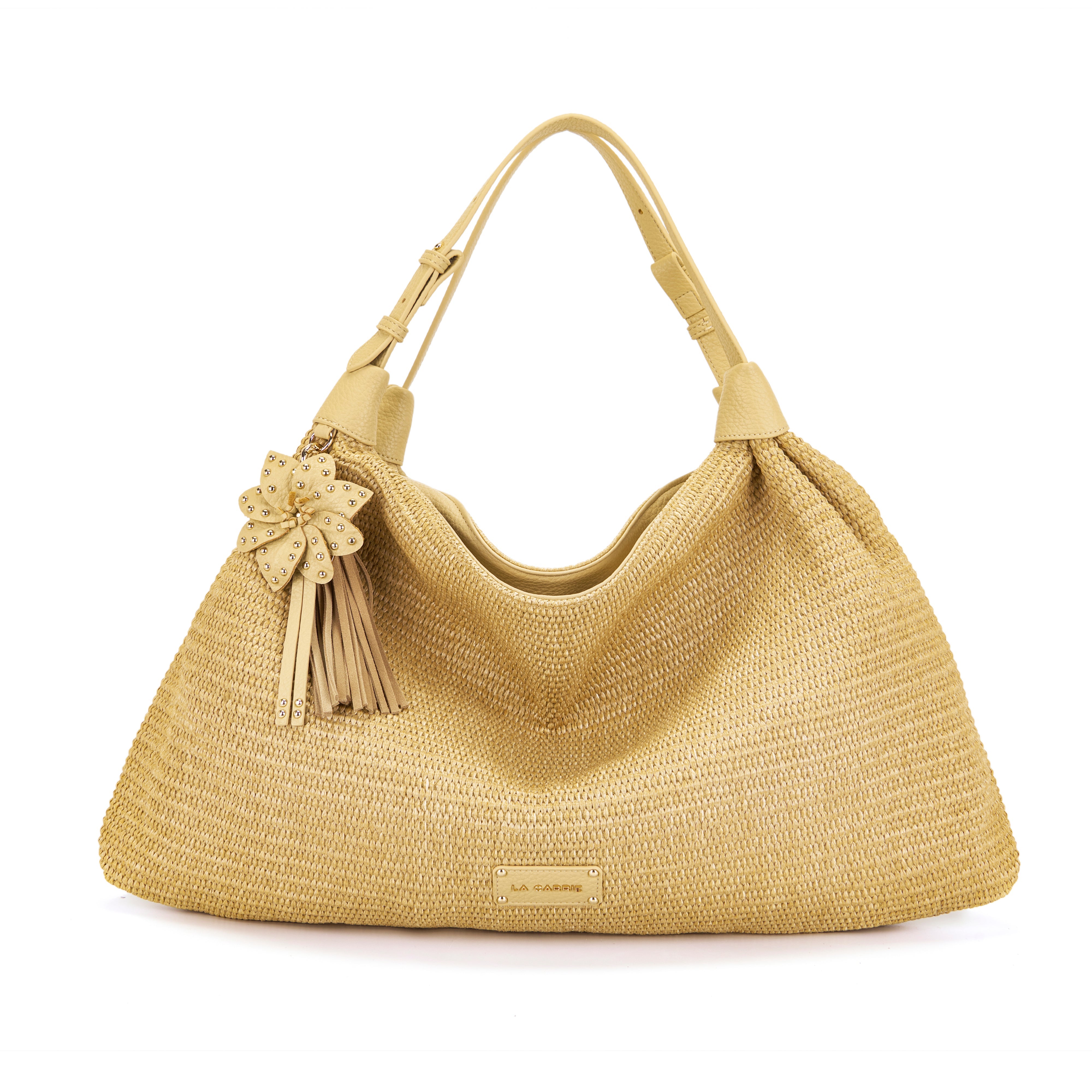 La Carrie La Plage sac shopping beige raffia 56 cm