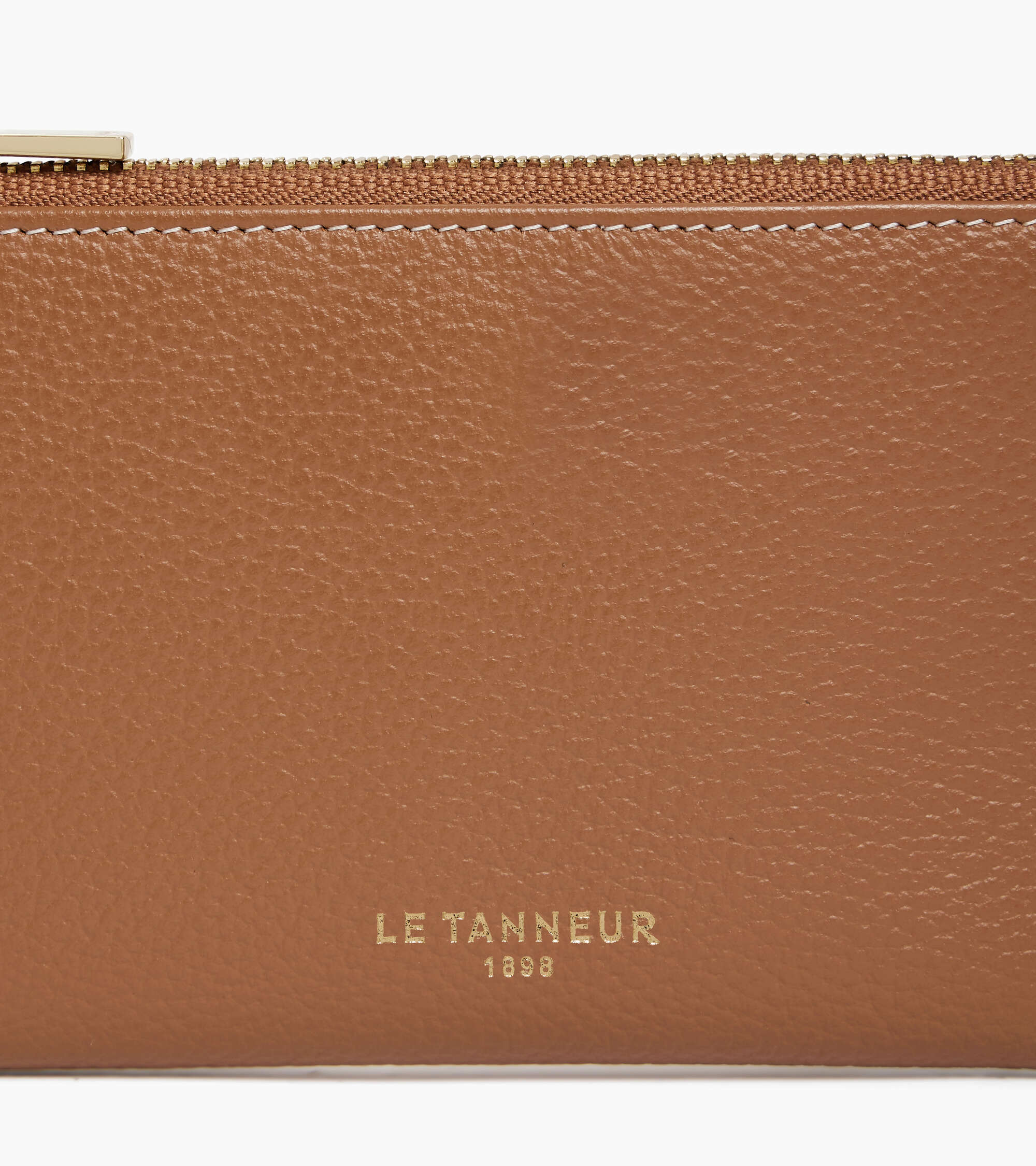 Le Tanneur Albertine étui clés zippé cuir grainé Tan Brown