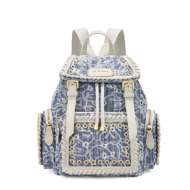 La Carrie Bag Romantic sac à dos jeans brodé 27 cm