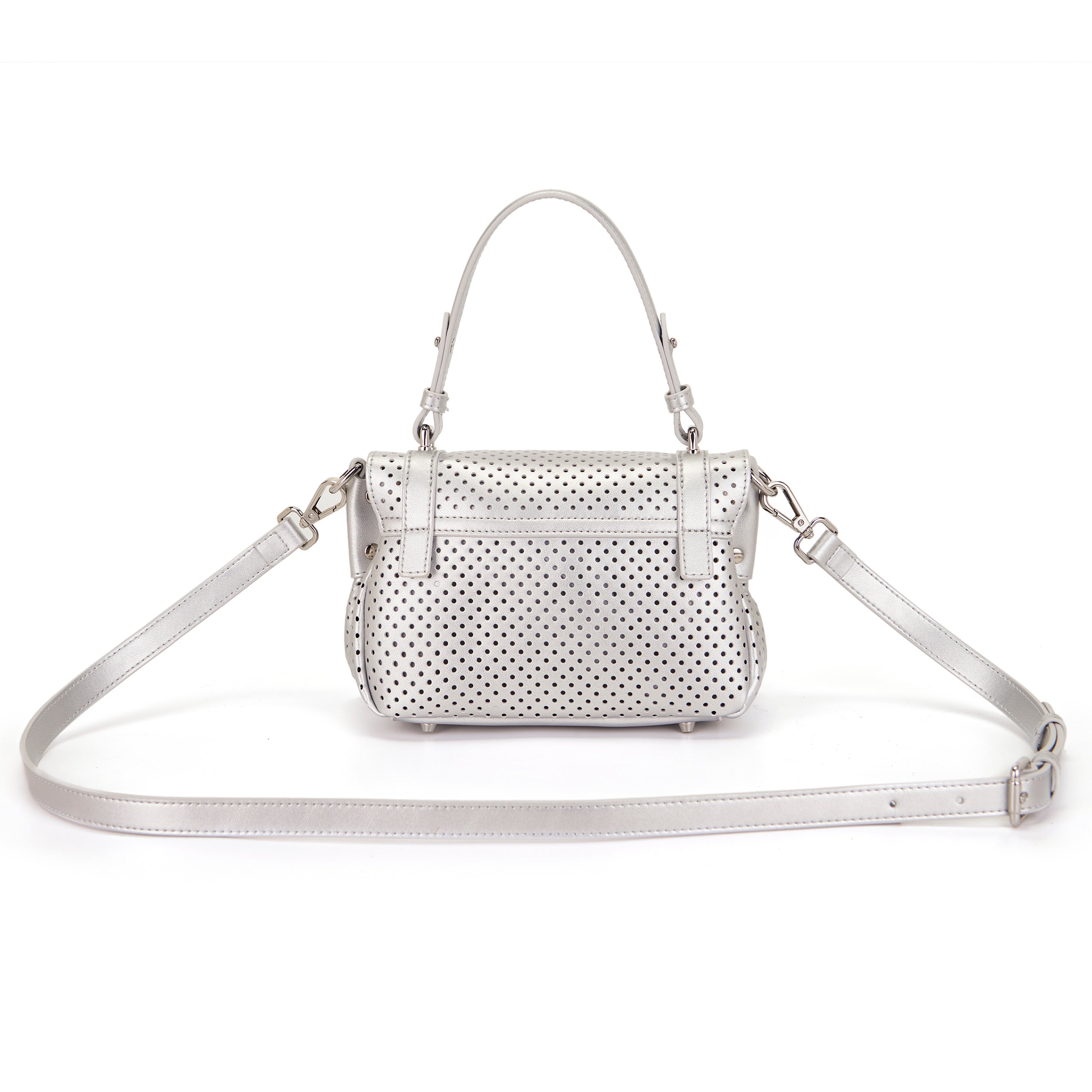La Carrie Atena sac shopping silver cuir perforé