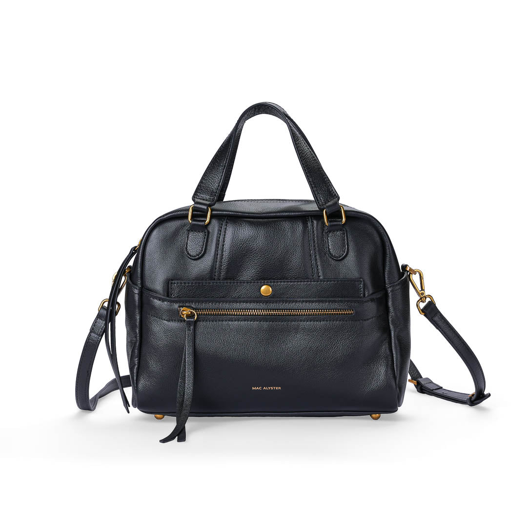 Mac Alyster Canelle Sac à Main Daim Cognac Cuir