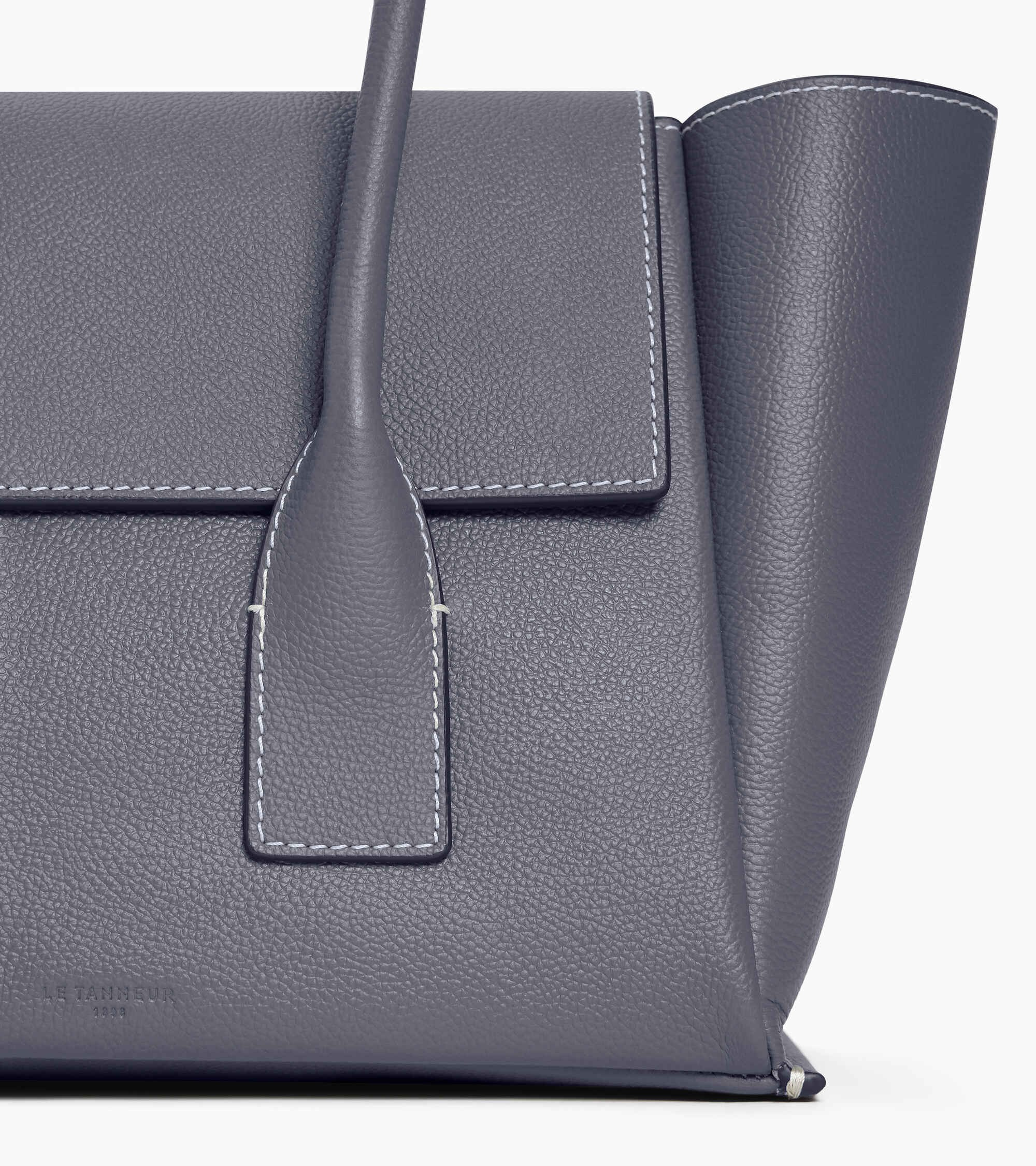 Le Tanneur Elena sac cabas cuir grainé moyen bleu acier
