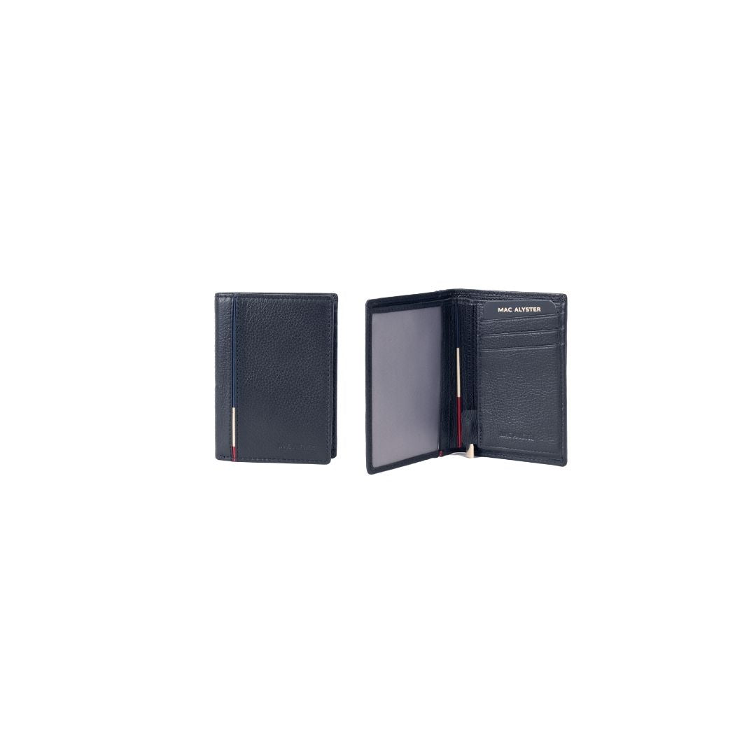 MAC ALYSTER Fleuron petit portefeuille marine grainé