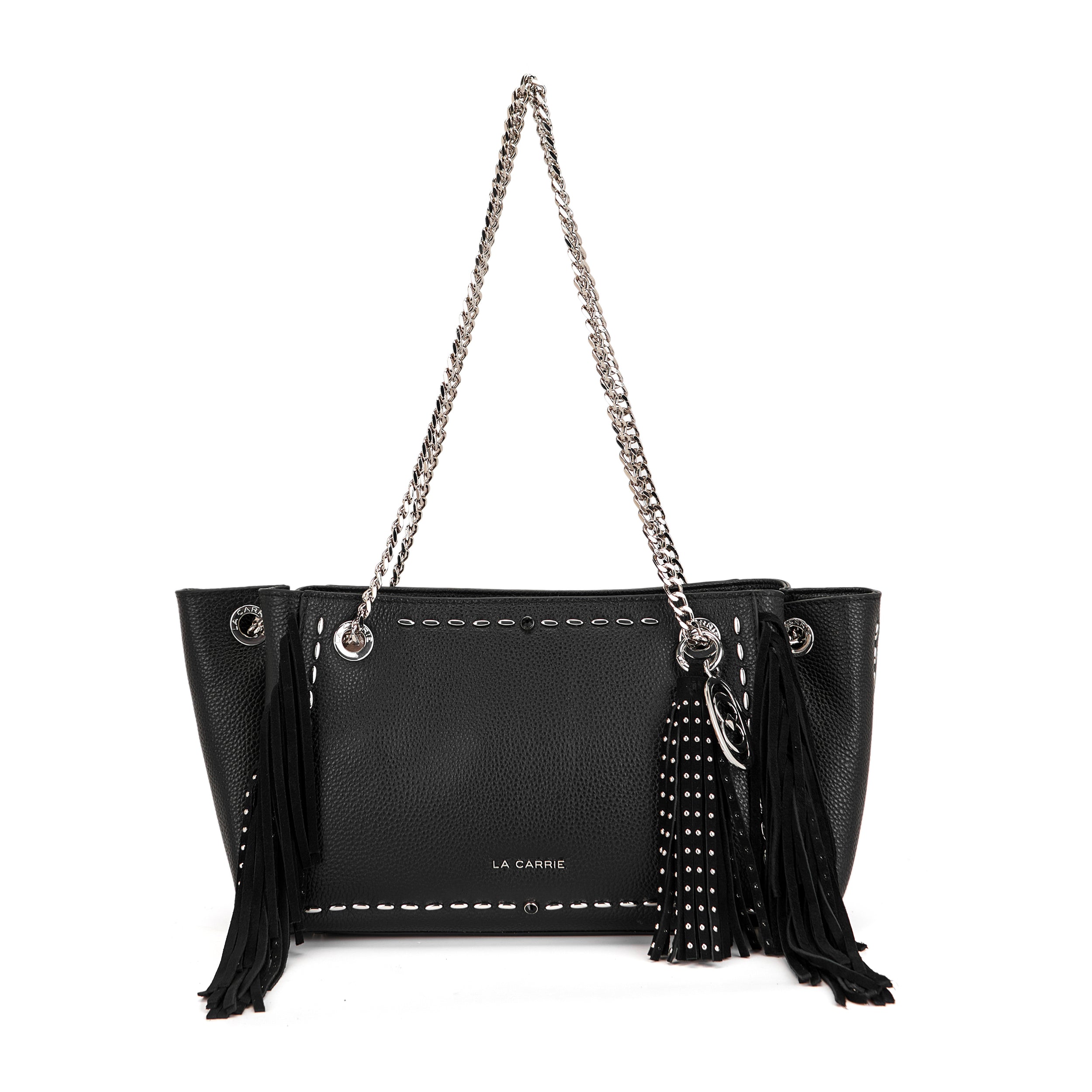La Carrie Rock sac shopping cuir noir chaîne