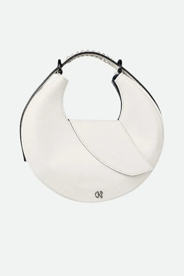 Nodie's Nouvelle Lune Blanc Grainé Sac Hobo Cuir