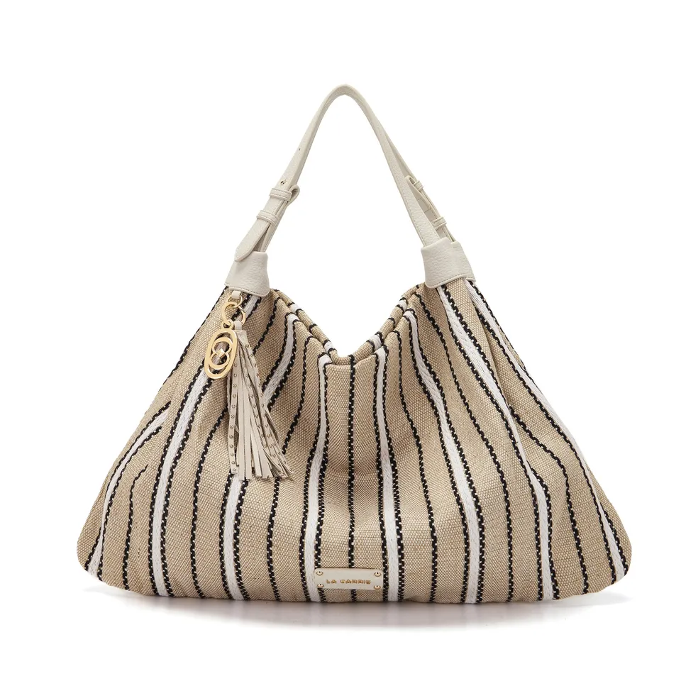 La Carrie Bicolor sac cabas IVORY toile à rayures