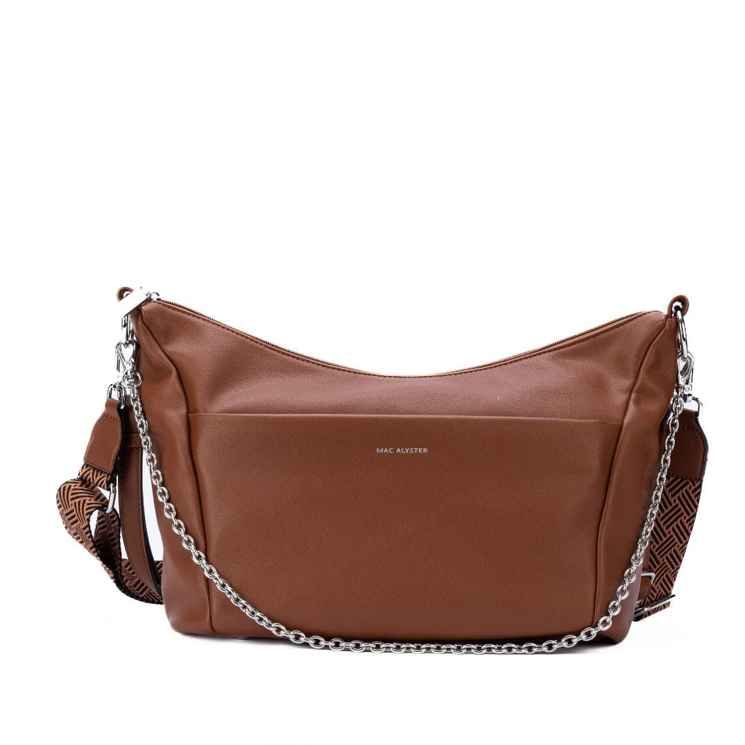 MAC ALYSTER Milan sac bandoulière Marron Cognac 42 cm zippé