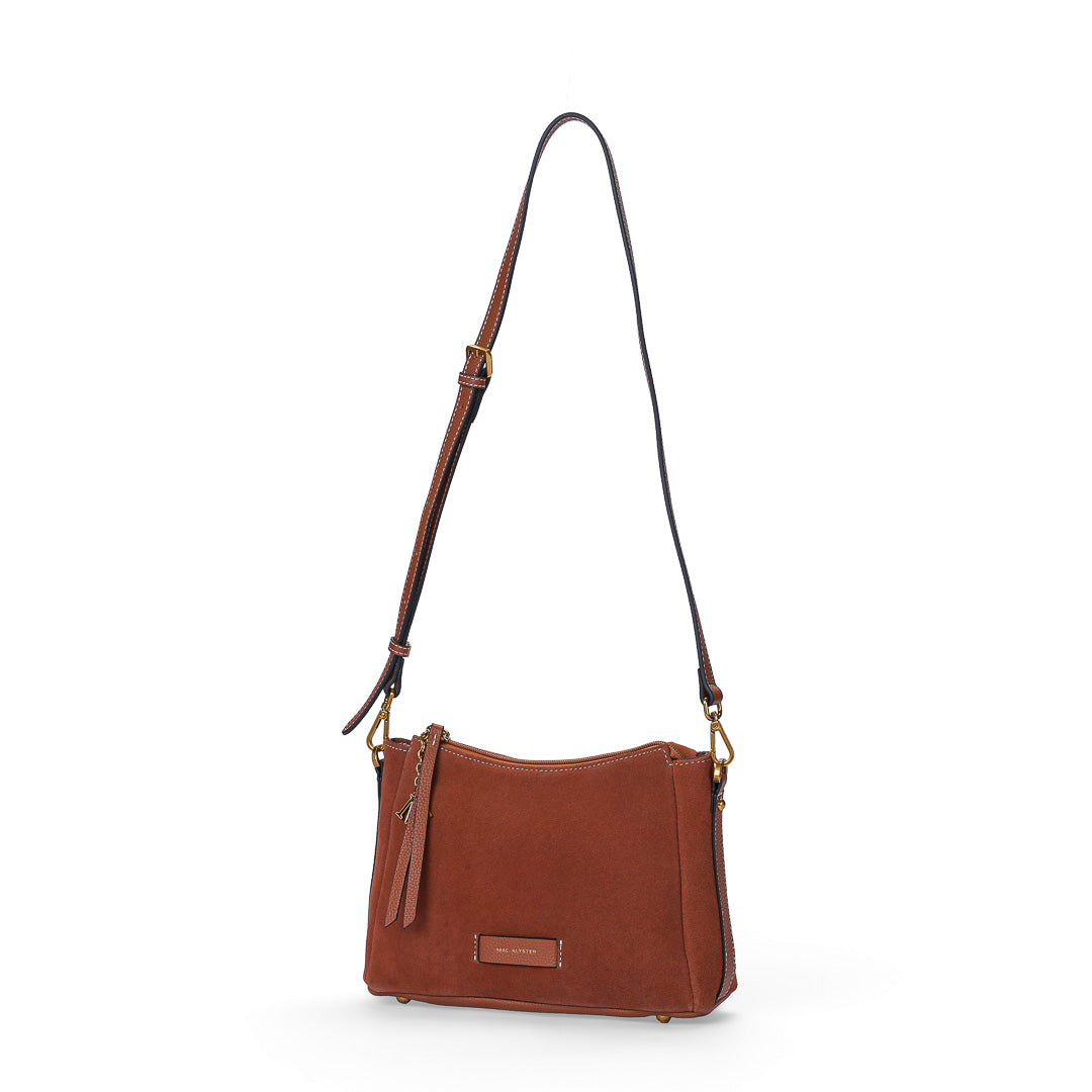 MAC ALYSTER GIULIA sac trotteur cuir Daim Chocolat