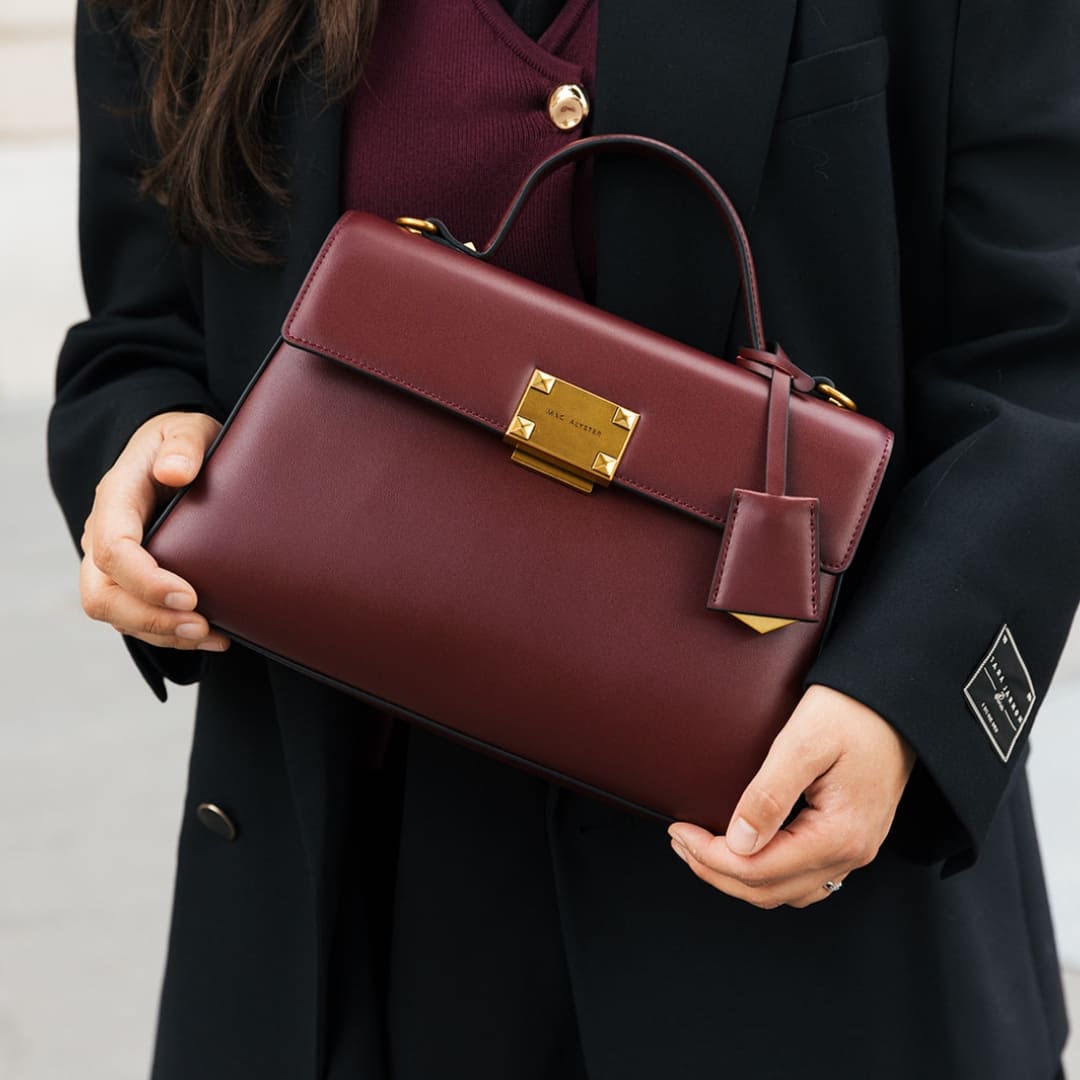 Mac Alyster Mélyssa Sac Porté Main Cuir Burgundy