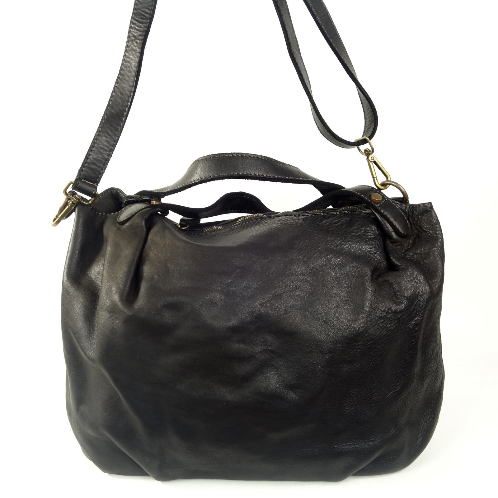 Collection Esprit Cuir MANUELA grand sac cuir noir