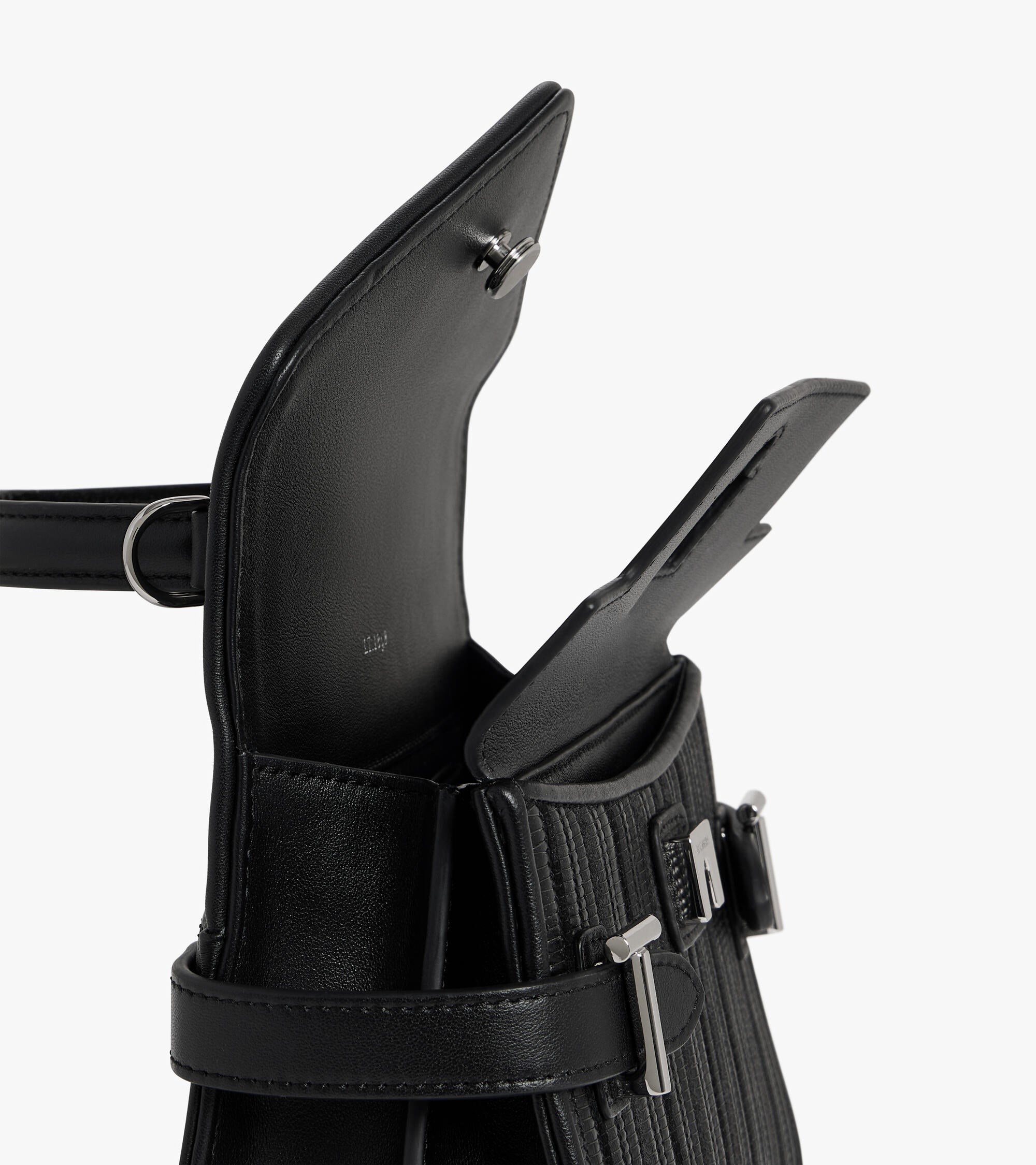 Le Tanneur Emilie petit sac cuir tressé noir double rabat