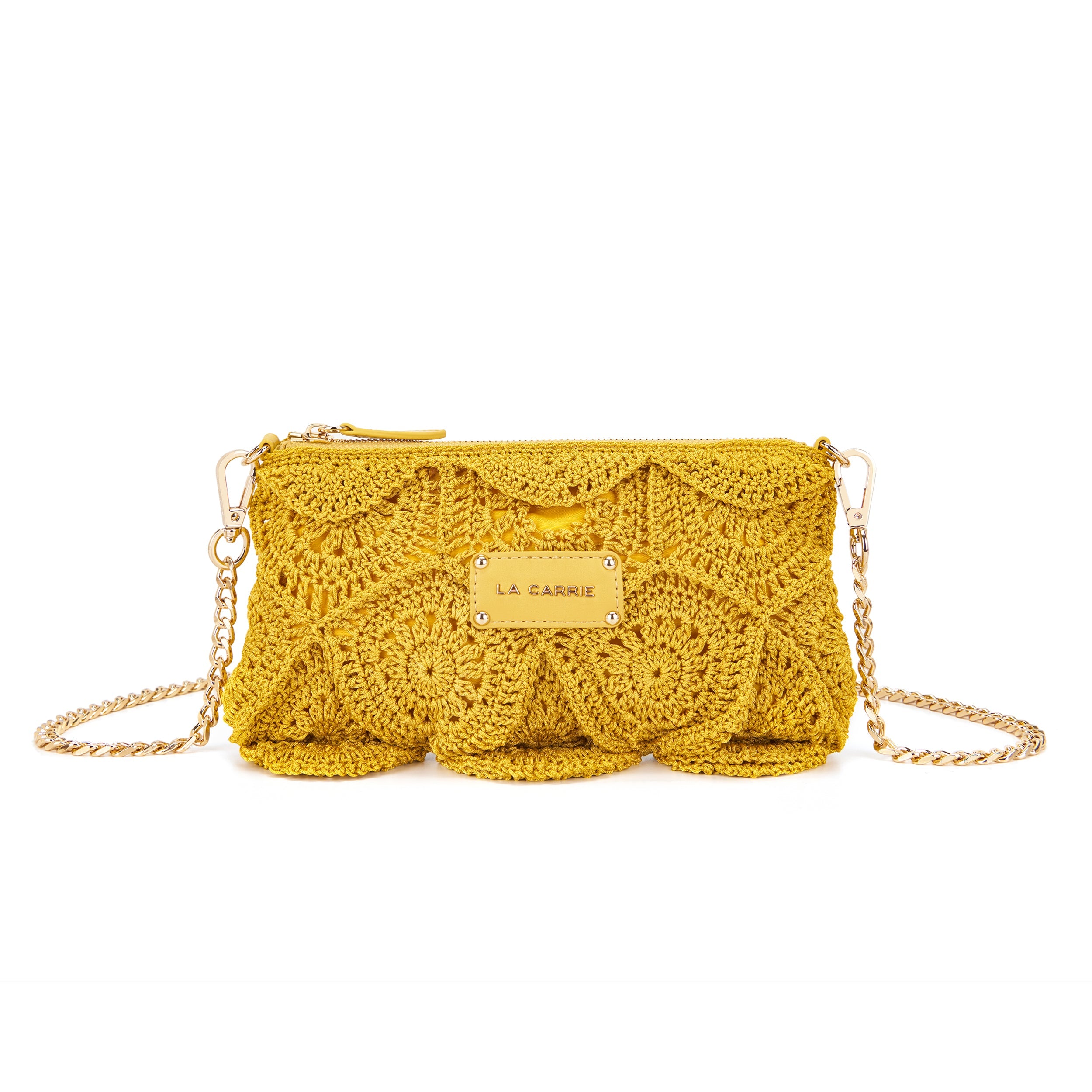 La Carrie Bag Cross Road pochette jaune 24x13cm crochet