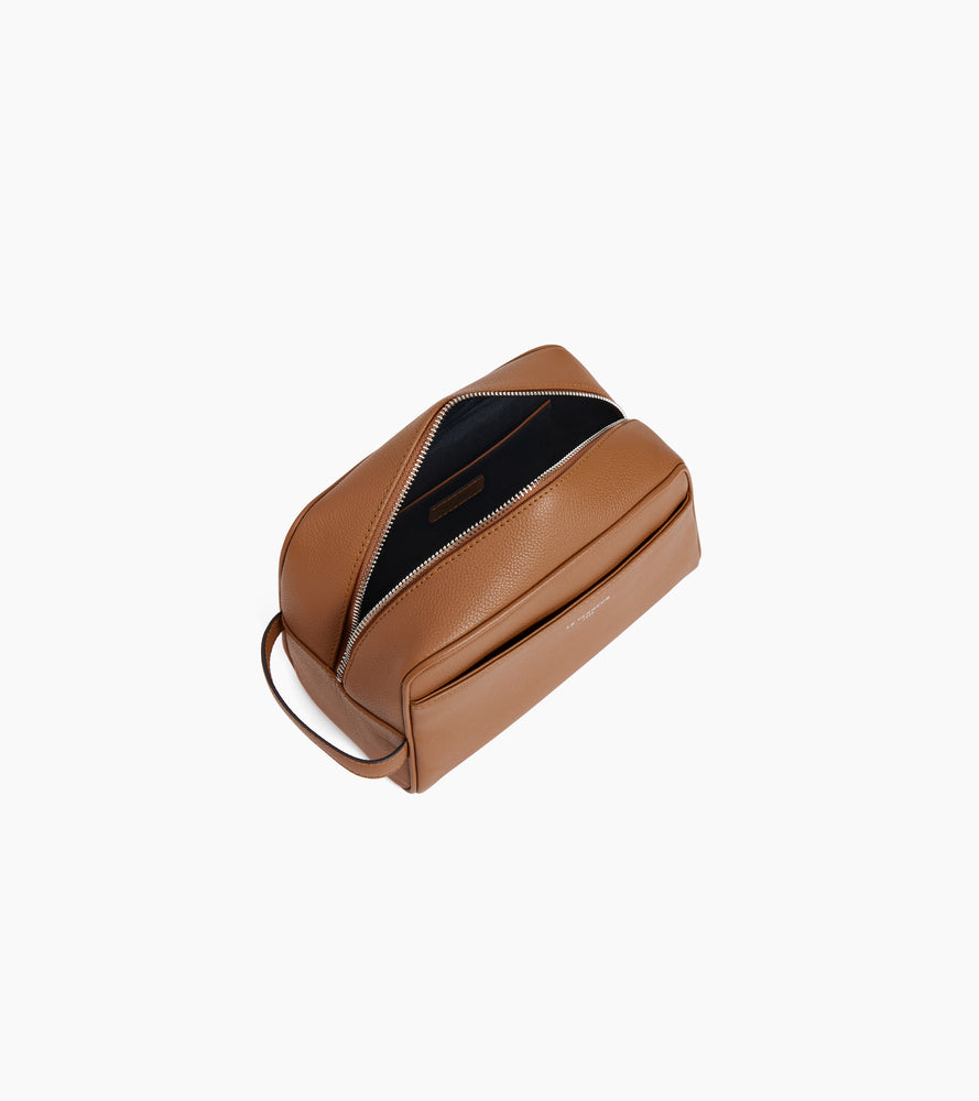 Le Tanneur trousse toilette cuir grainé marron zippée