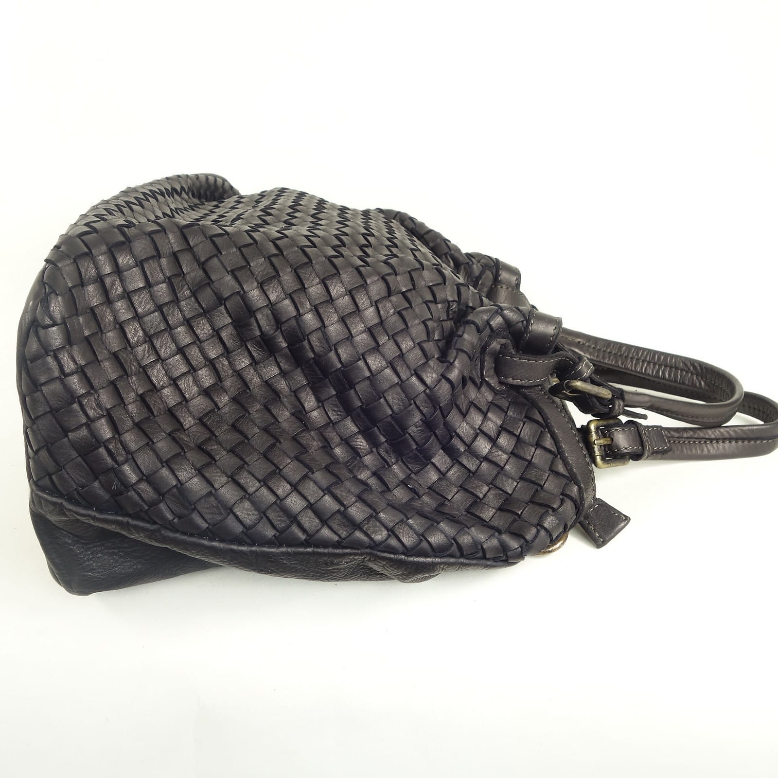 Collection Esprit Cuir Sveva Grand Sac Main Cuir Tressé Noir