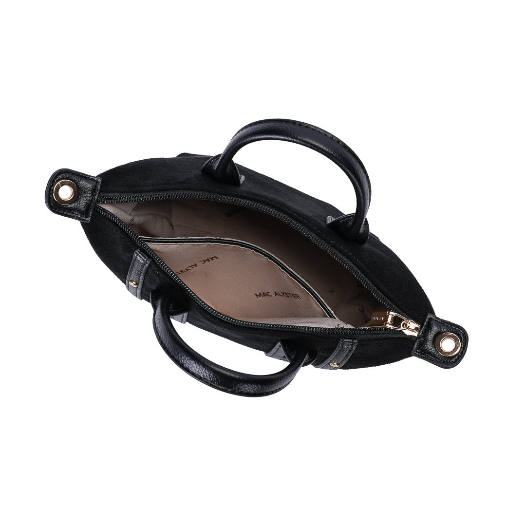 MAC ALYSTER Abrielle Daim petit sac main noir 24 cm
