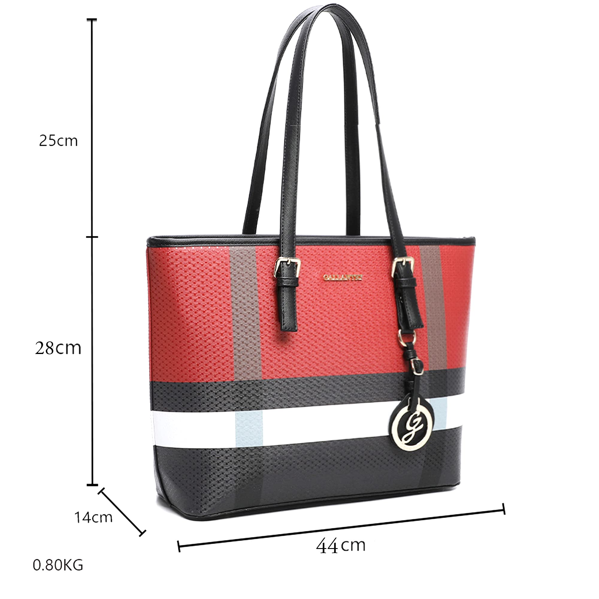 Gallantry Sac Cabas Tote Bag Rouge Noir A4 XL Simili Cuir