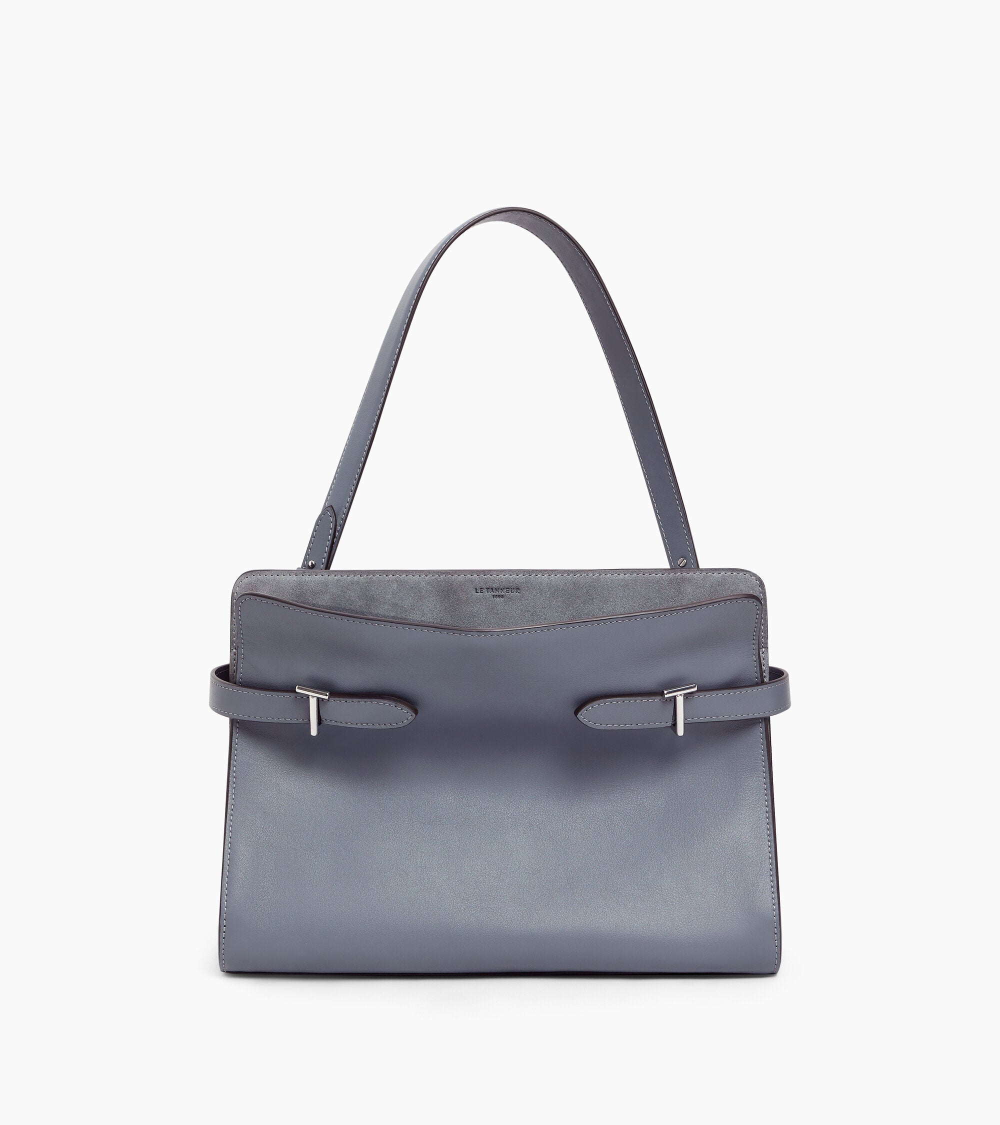 Le Tanneur Emie sac épaule cuir bleu acier grand modèle