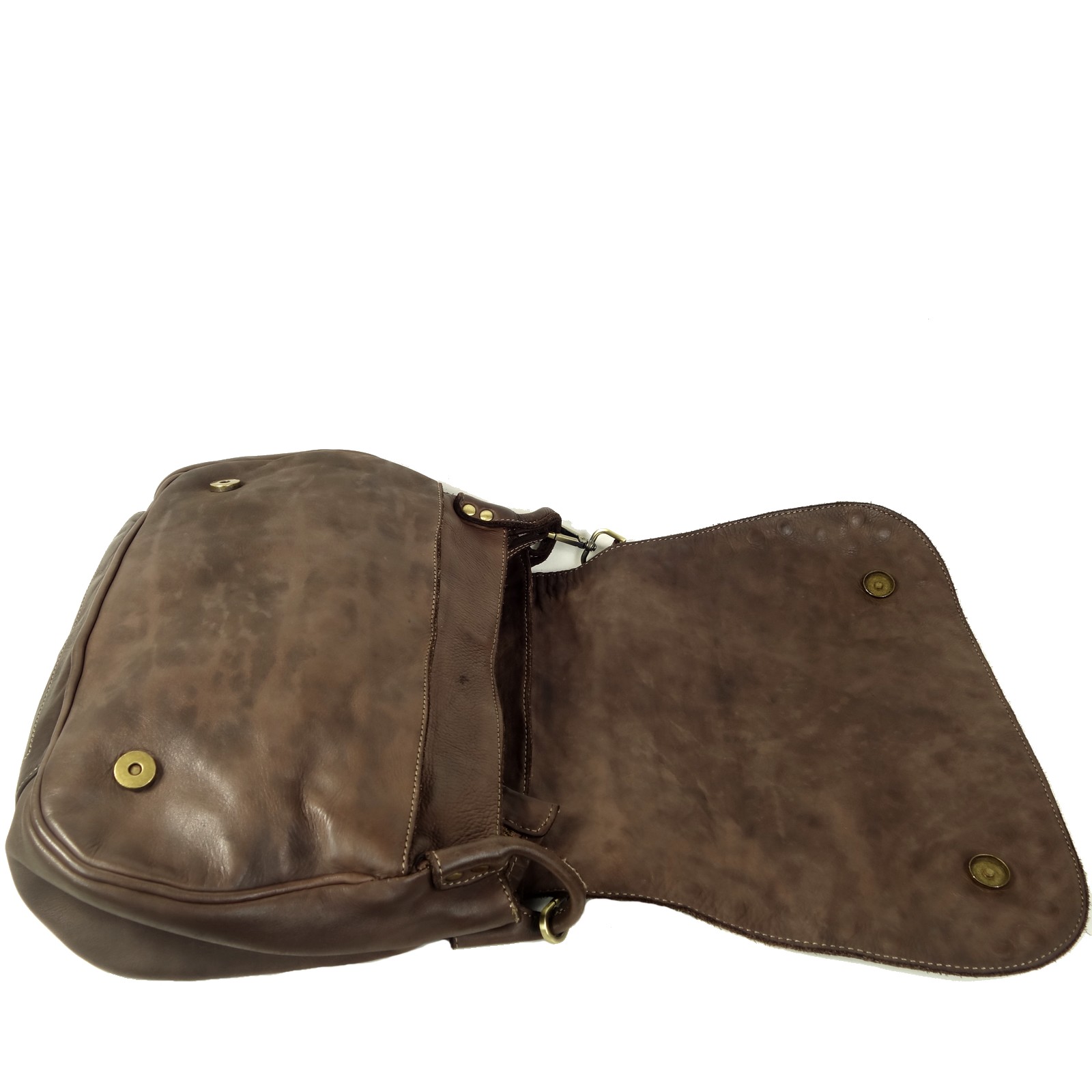 Collection Esprit Cuir Sac Besace Anna grande besace cuir café clous