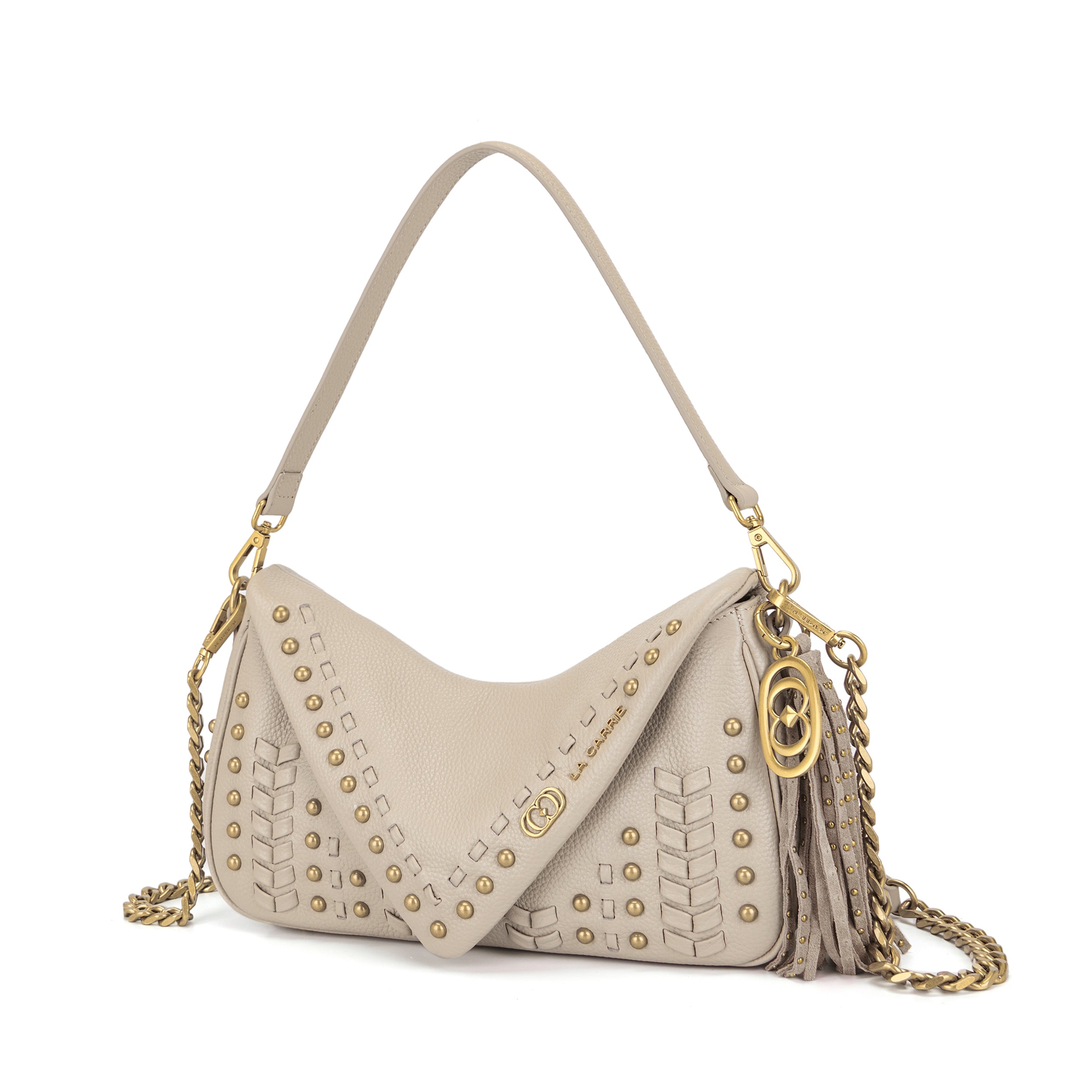 La Carrie Eclipse sac bandoulière cuir ivoire 30x9x17