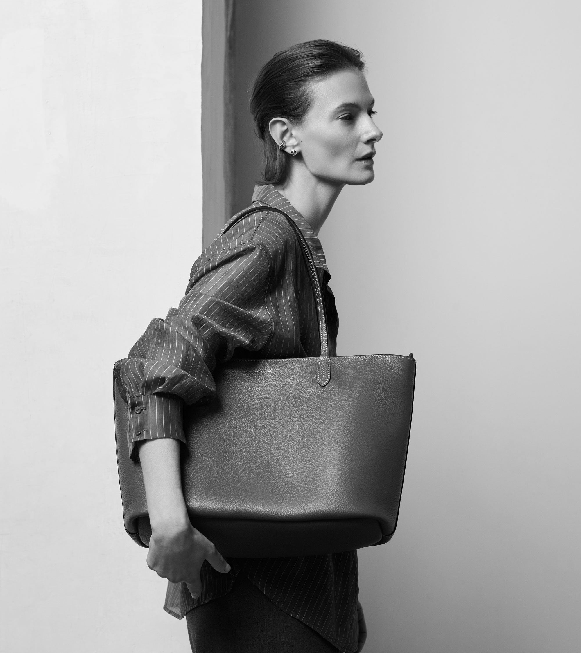Le Tanneur Louise grand cabas cuir grainé zippé