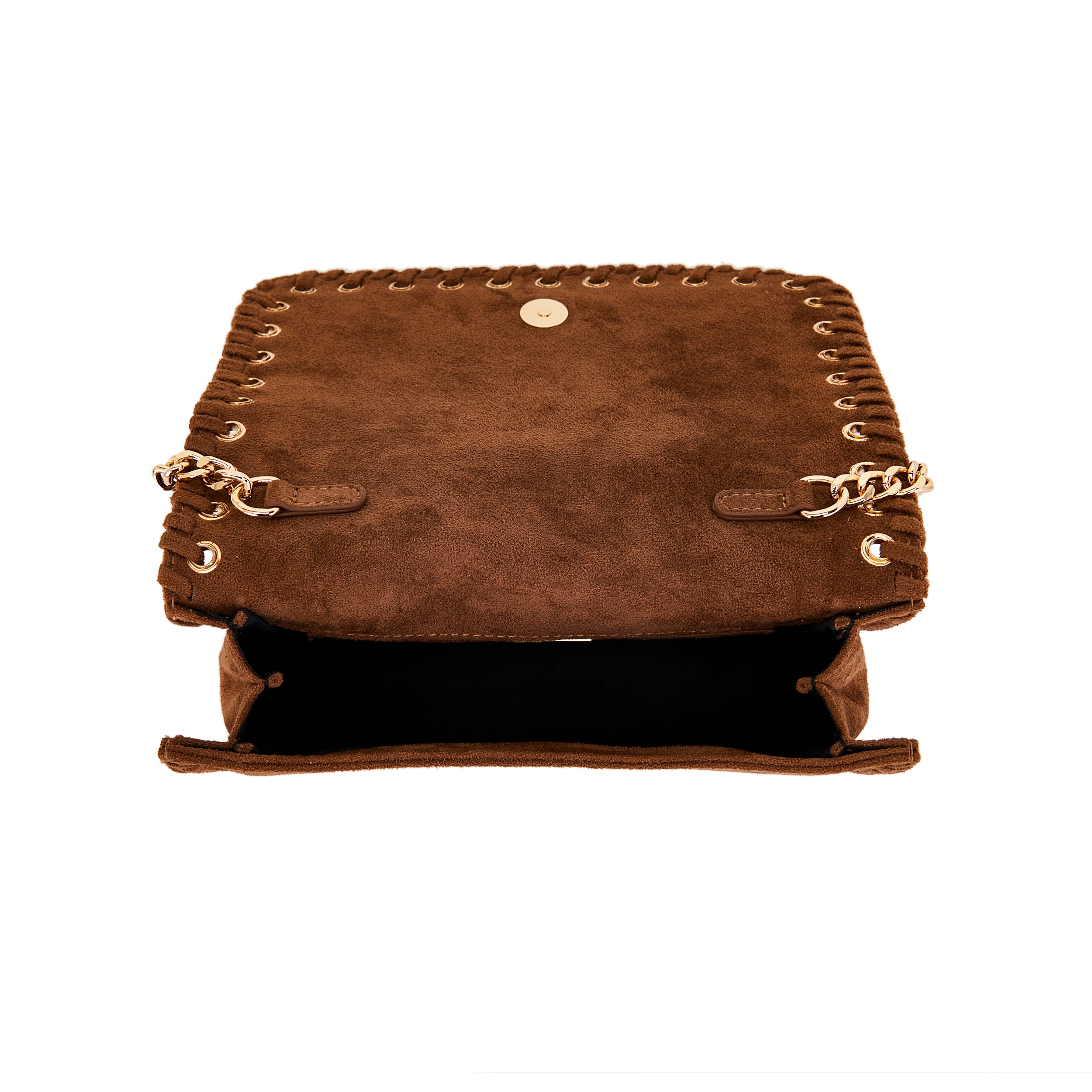 La Carrie Capsule sac bandoulière marron suède tressé