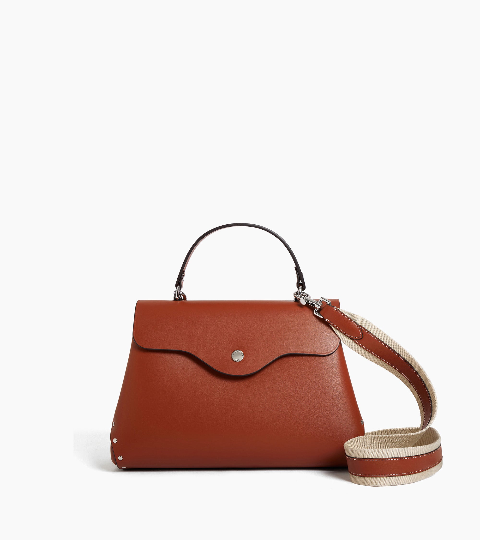 Le Tanneur Sans Couture sac main cuir lisse marron moyen