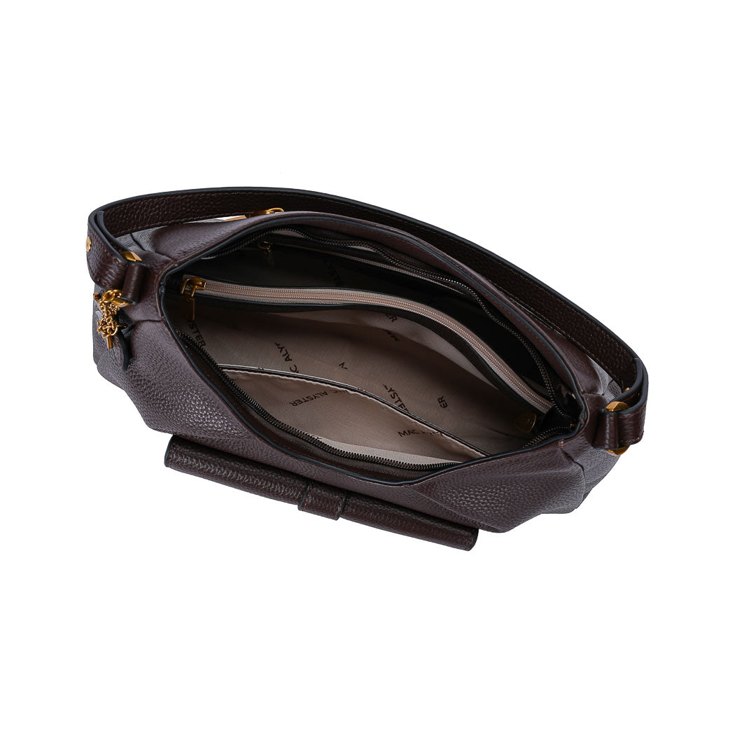 MAC ALYSTER ODALIA sac besace Marron Cognac cuir 31 cm