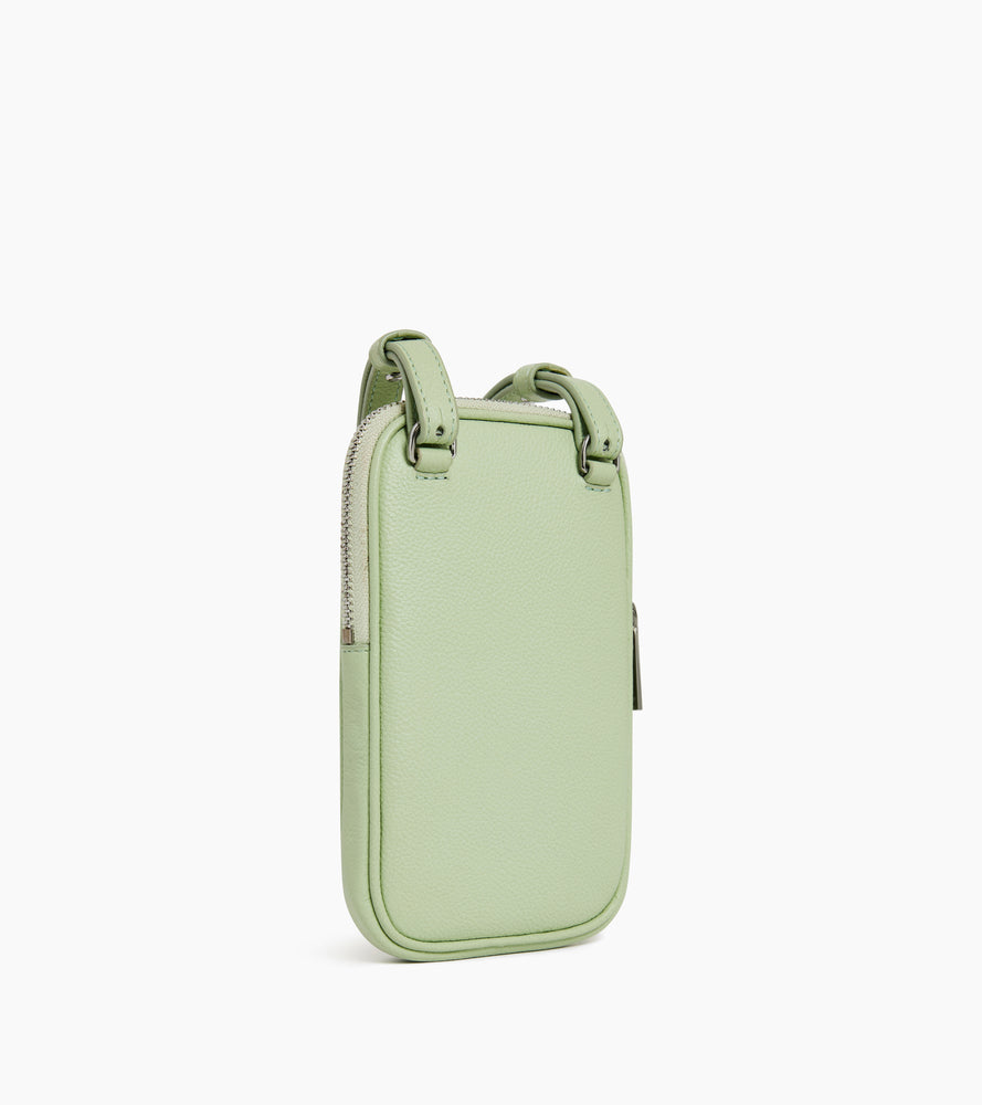Le Tanneur étui téléphone cuir grainé zip bandoulière