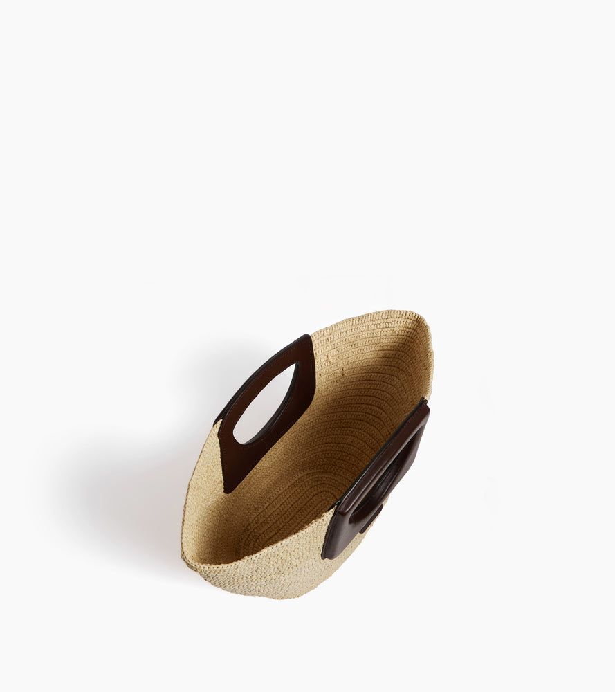 Le Tanneur Petit sac main raphia naturel cuir bandoulière