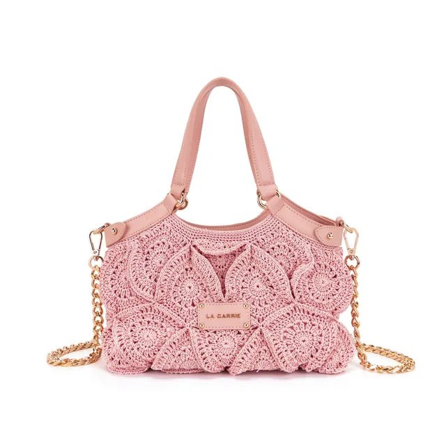 La Carrie Cross Road sac à main rose crochet brodé