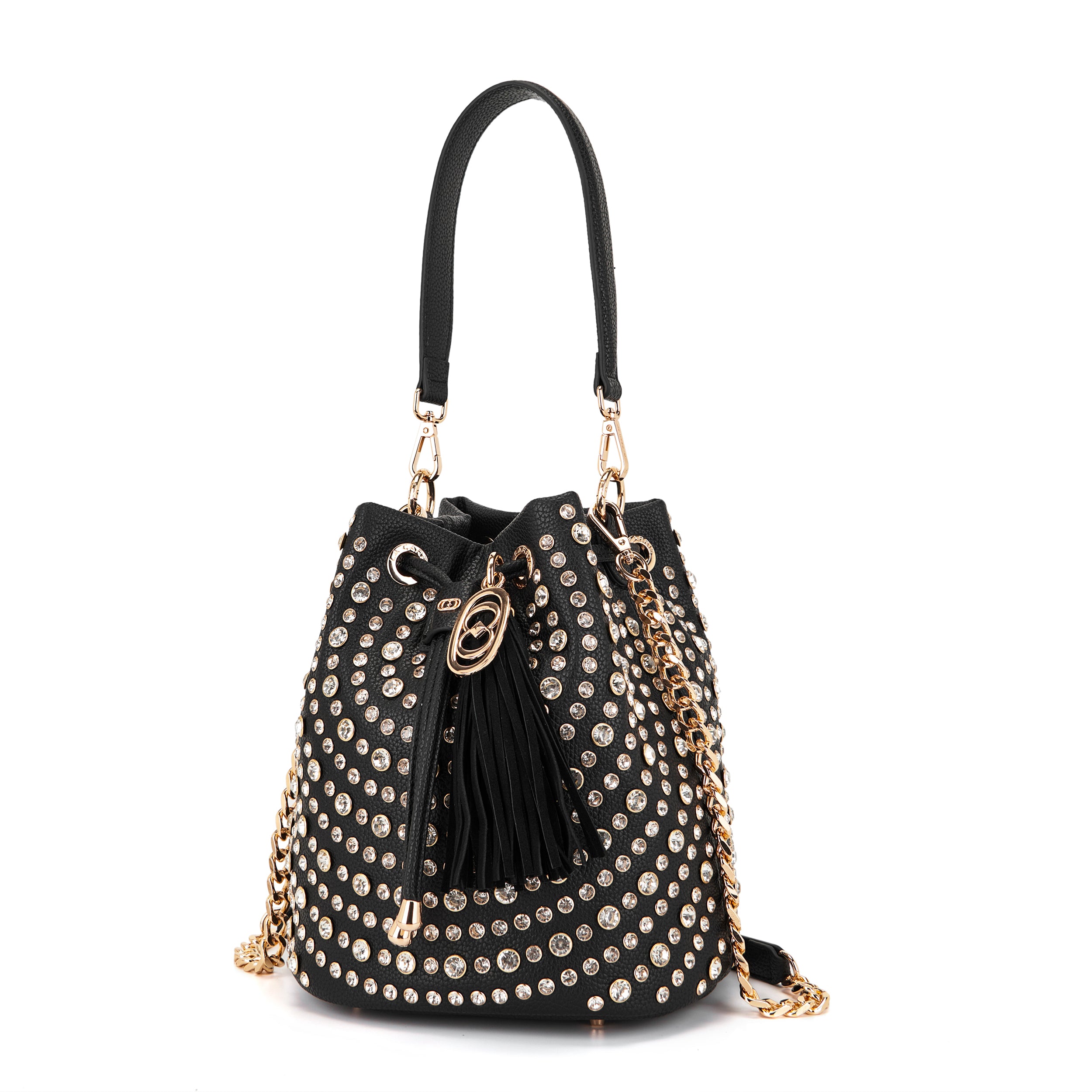 La Carrie Andromeda sac seau noir strass 28 cm