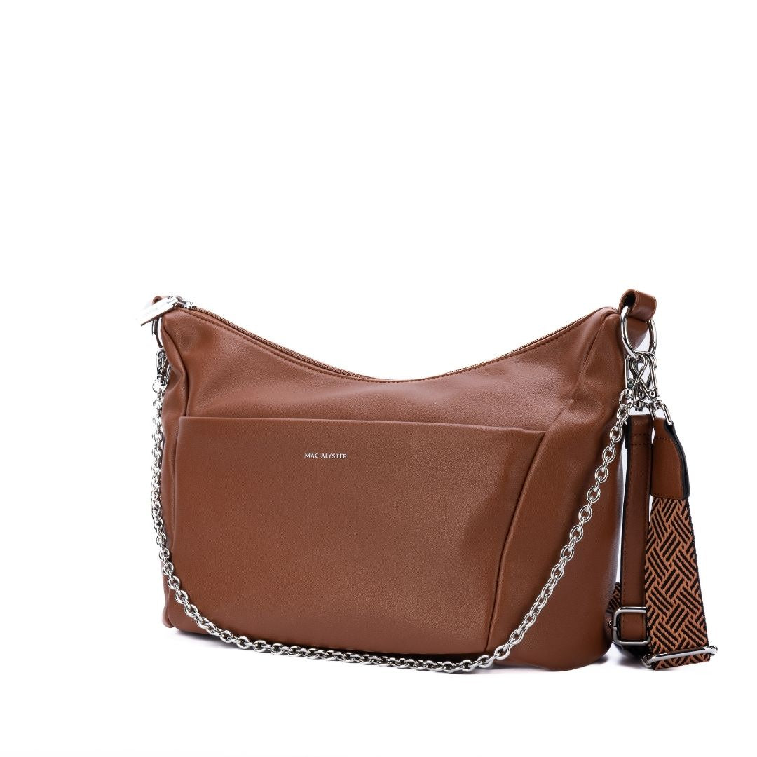 MAC ALYSTER Milan sac bandoulière Marron Cognac 42 cm zippé