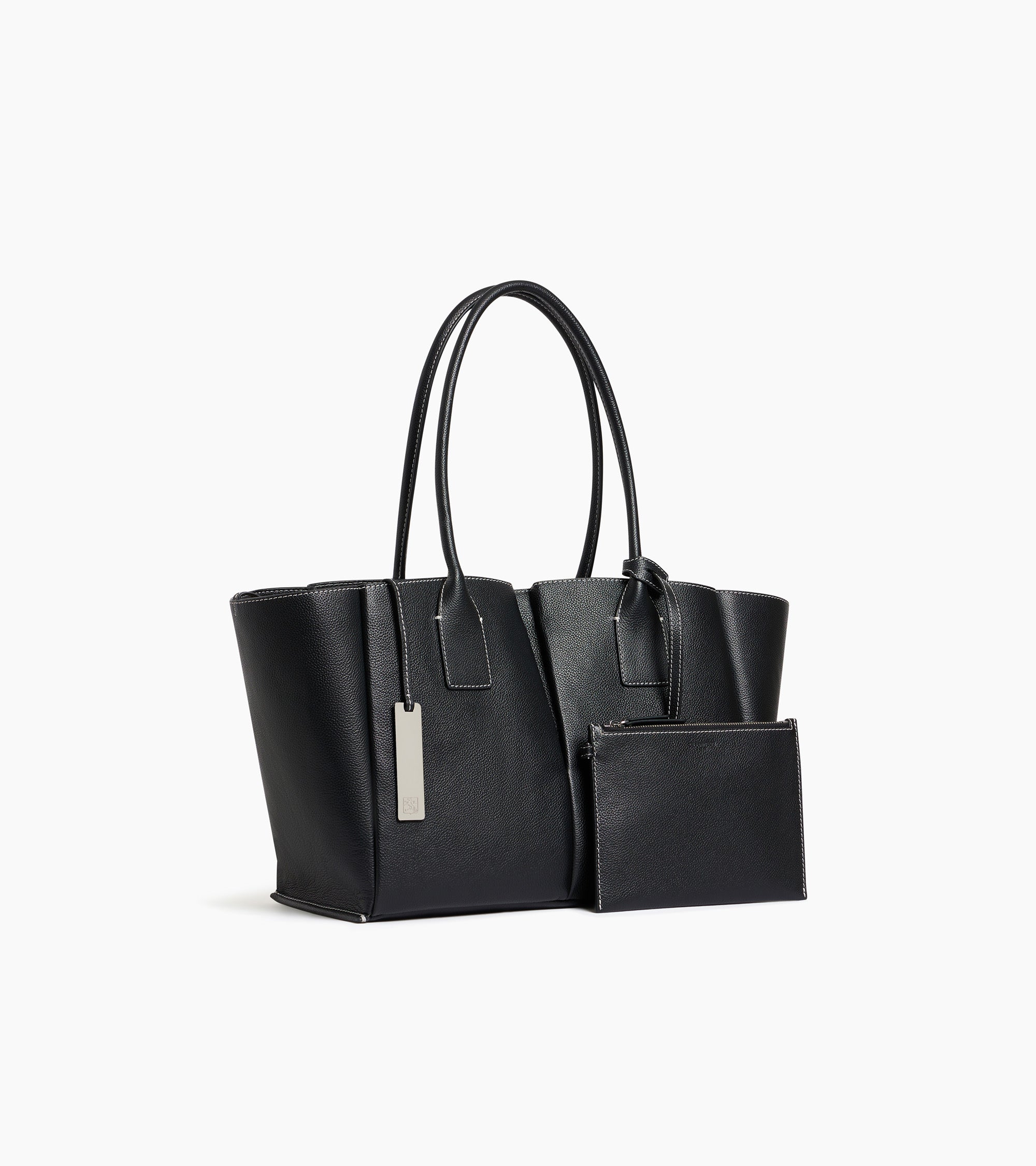 Le Tanneur Elena grand cabas cuir grainé noir 14 pouces