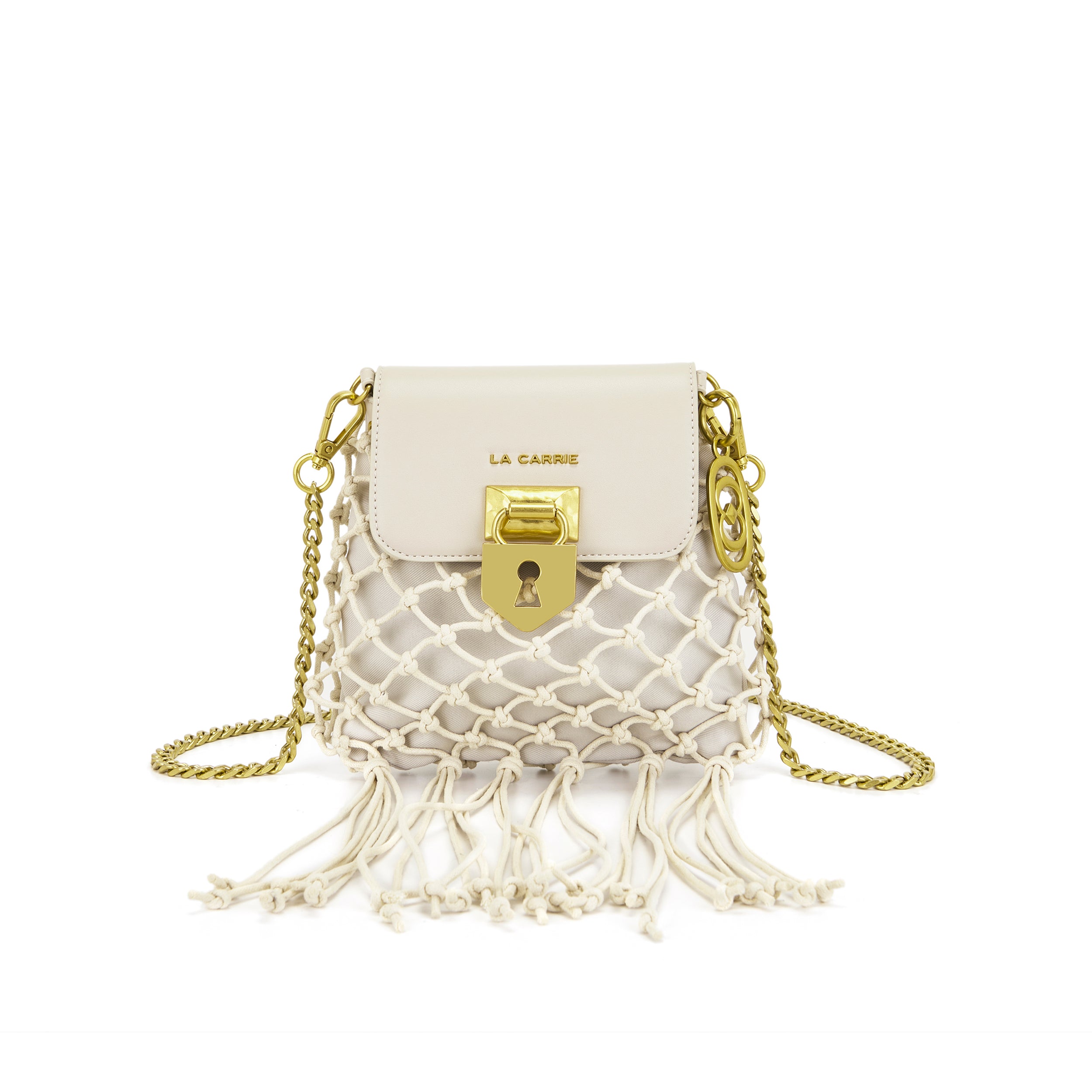 La Carrie Bag Fringe sac bandoulière ivoire 20x3x19cm