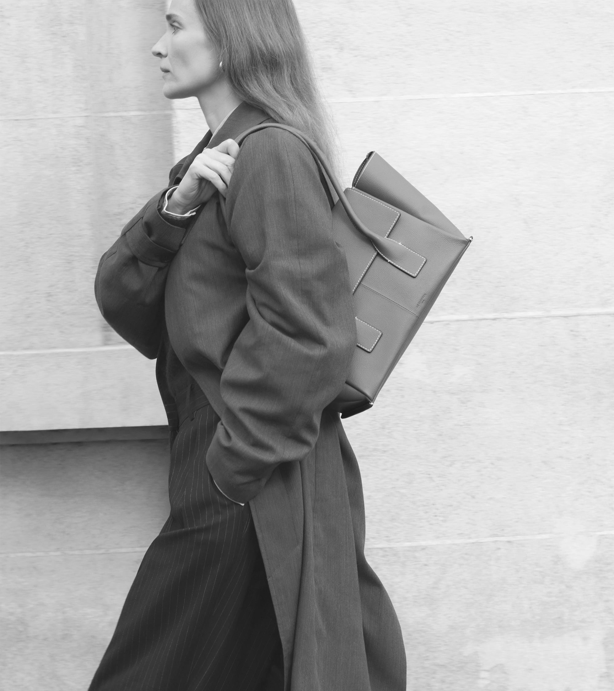 Le Tanneur Elena Sac Cabas Moyen Rabat Cuir Grainé Marron