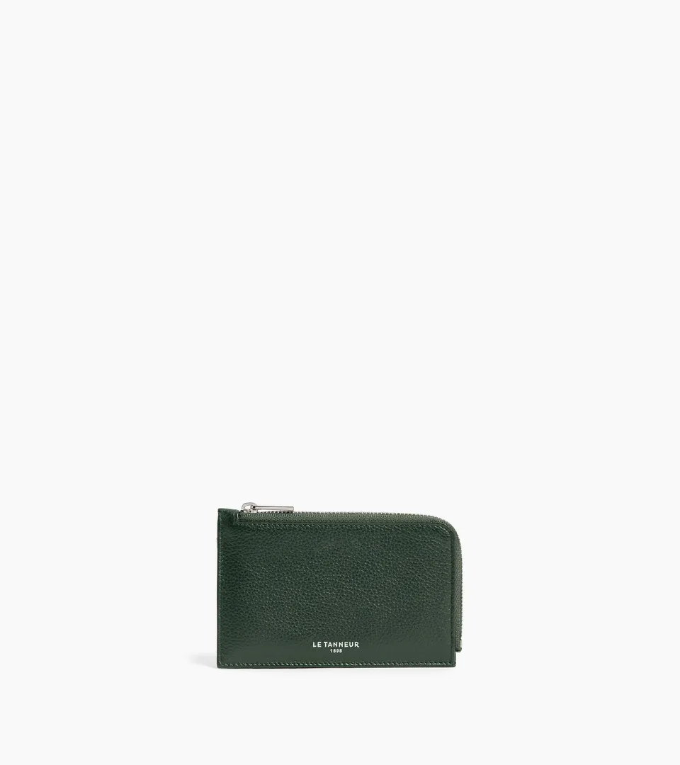 Le Tanneur Albertine porte-cartes zippé cuir vert