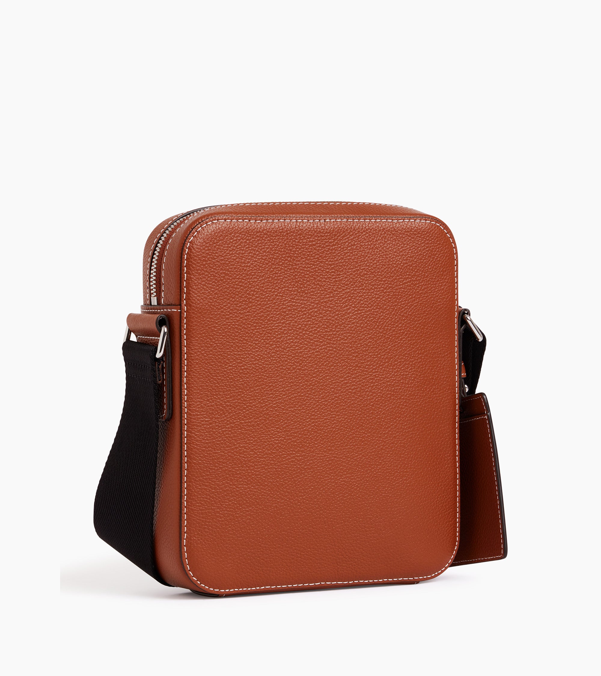 Le Tanneur Emile petite sacoche zippée cuir marron Mahogany Brown