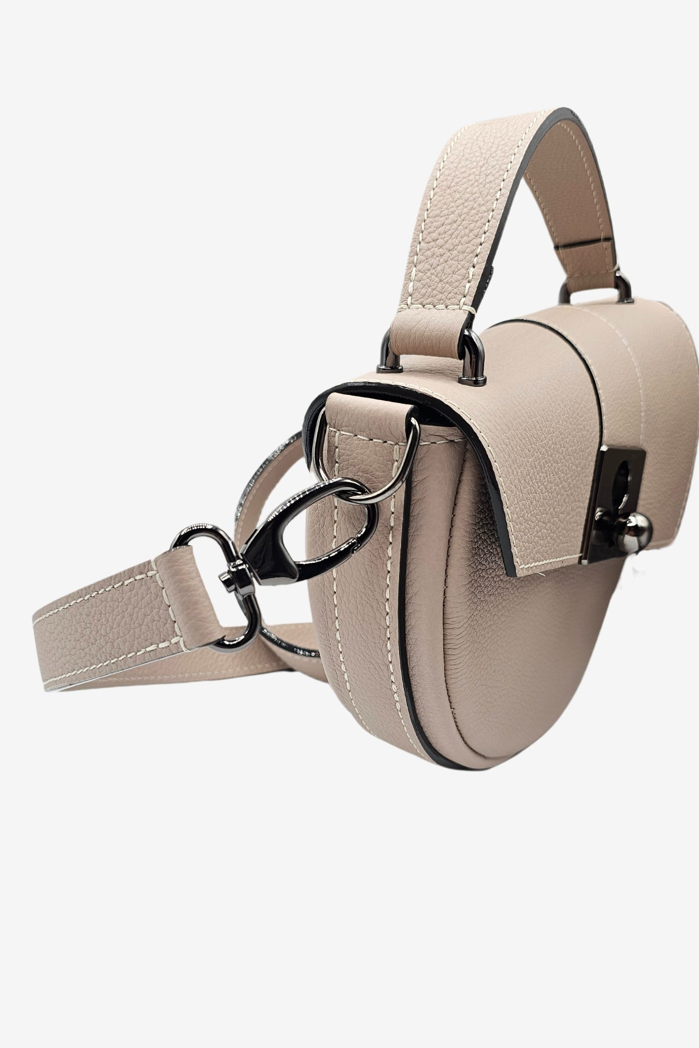 Nodie's Côme sac demi-lune cuir crème galet grainé