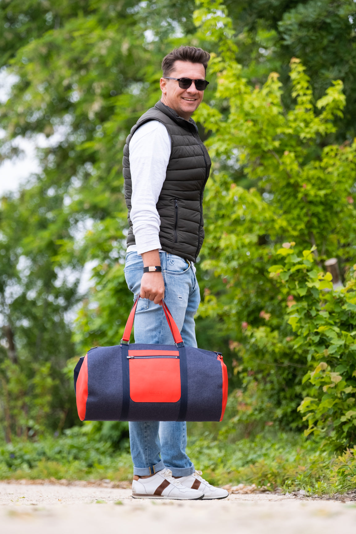 Nodie's Jacques sac de voyage rouge cuir polochon