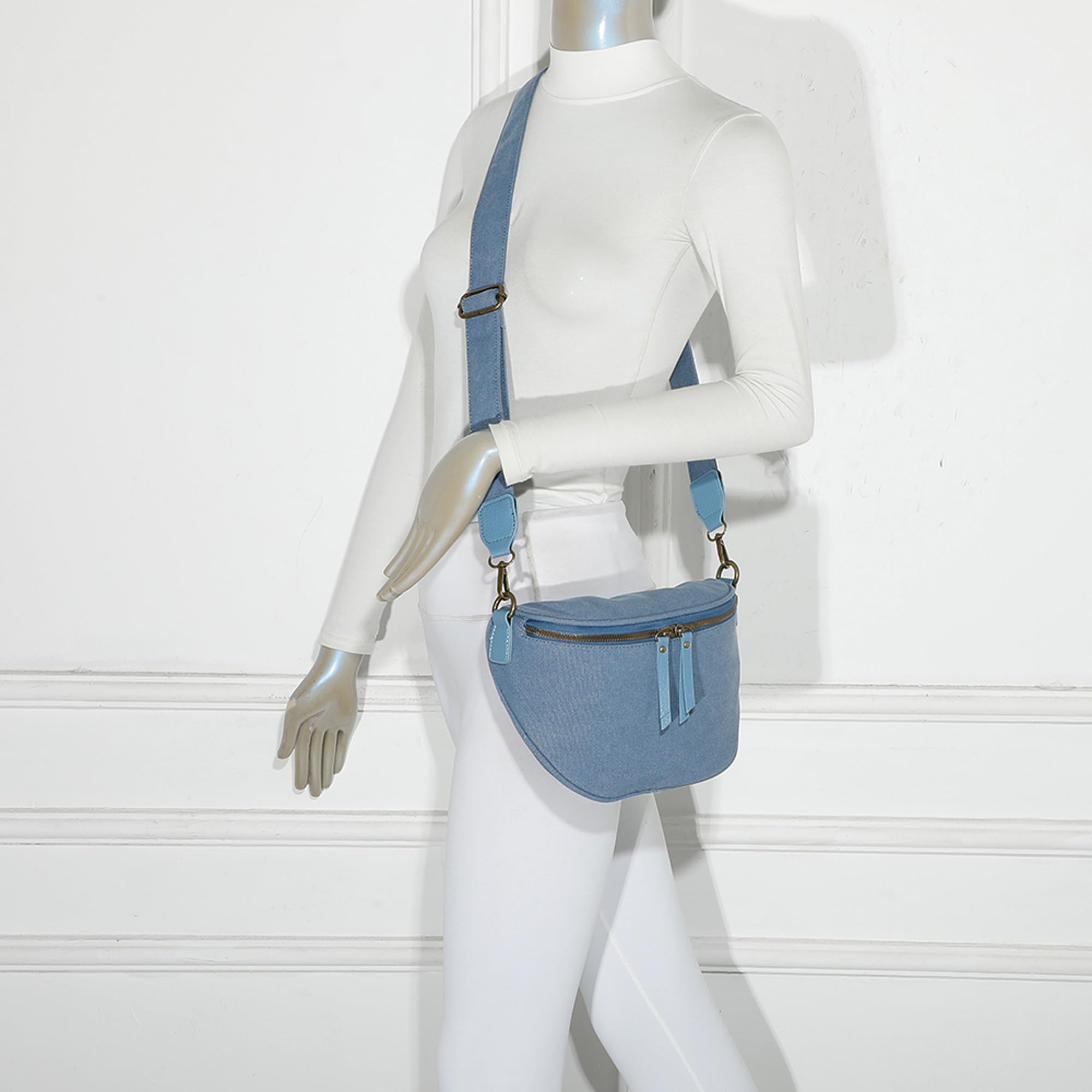Gallantry Sacs Bandoulière Banane Sac Bleu Clair Canvas
