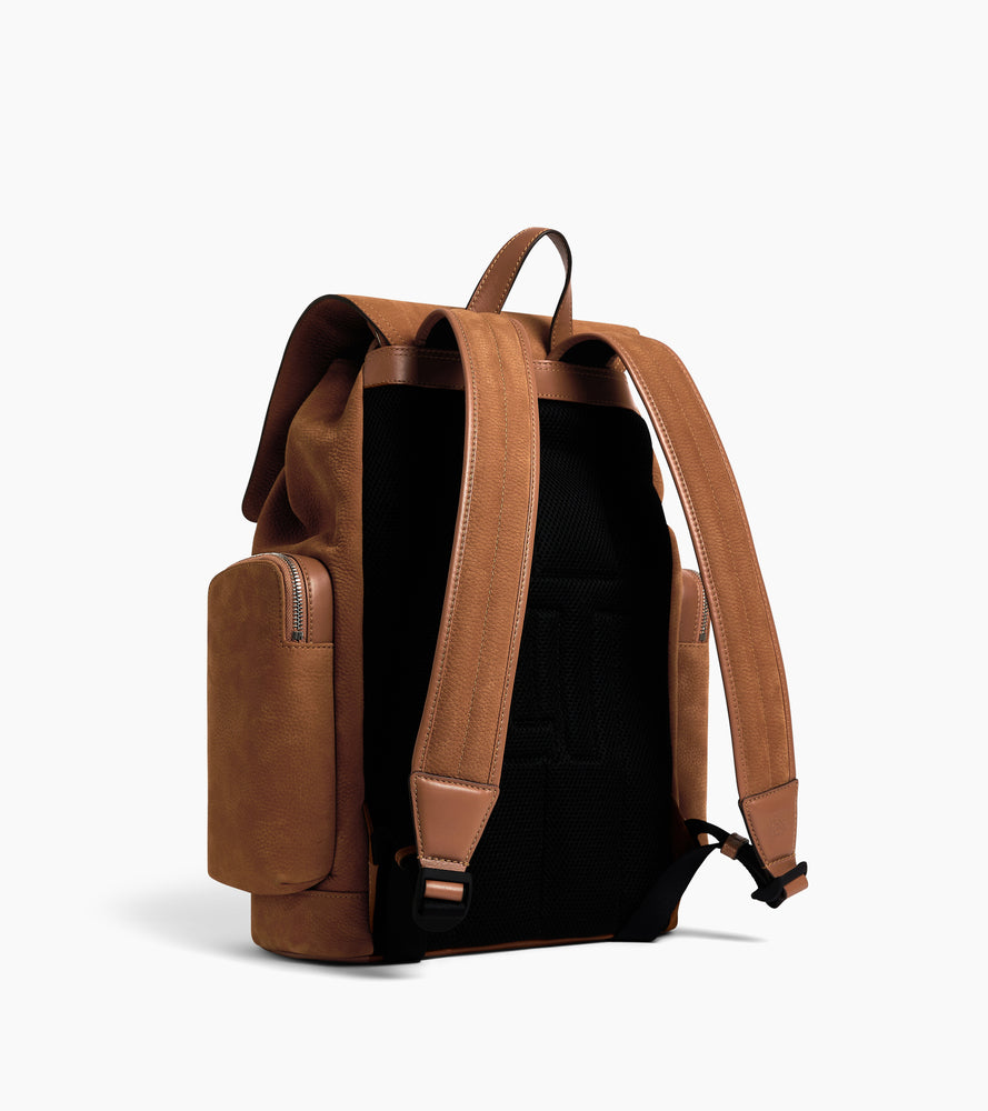 Le Tanneur Maurice sac à dos cuir nubuck marron 14"