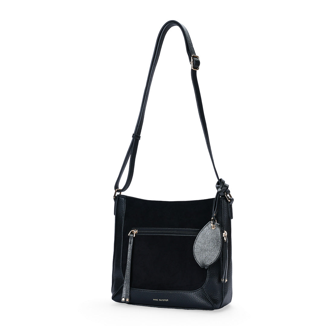 MAC ALYSTER Crystale sac besace suédine noir pailleté