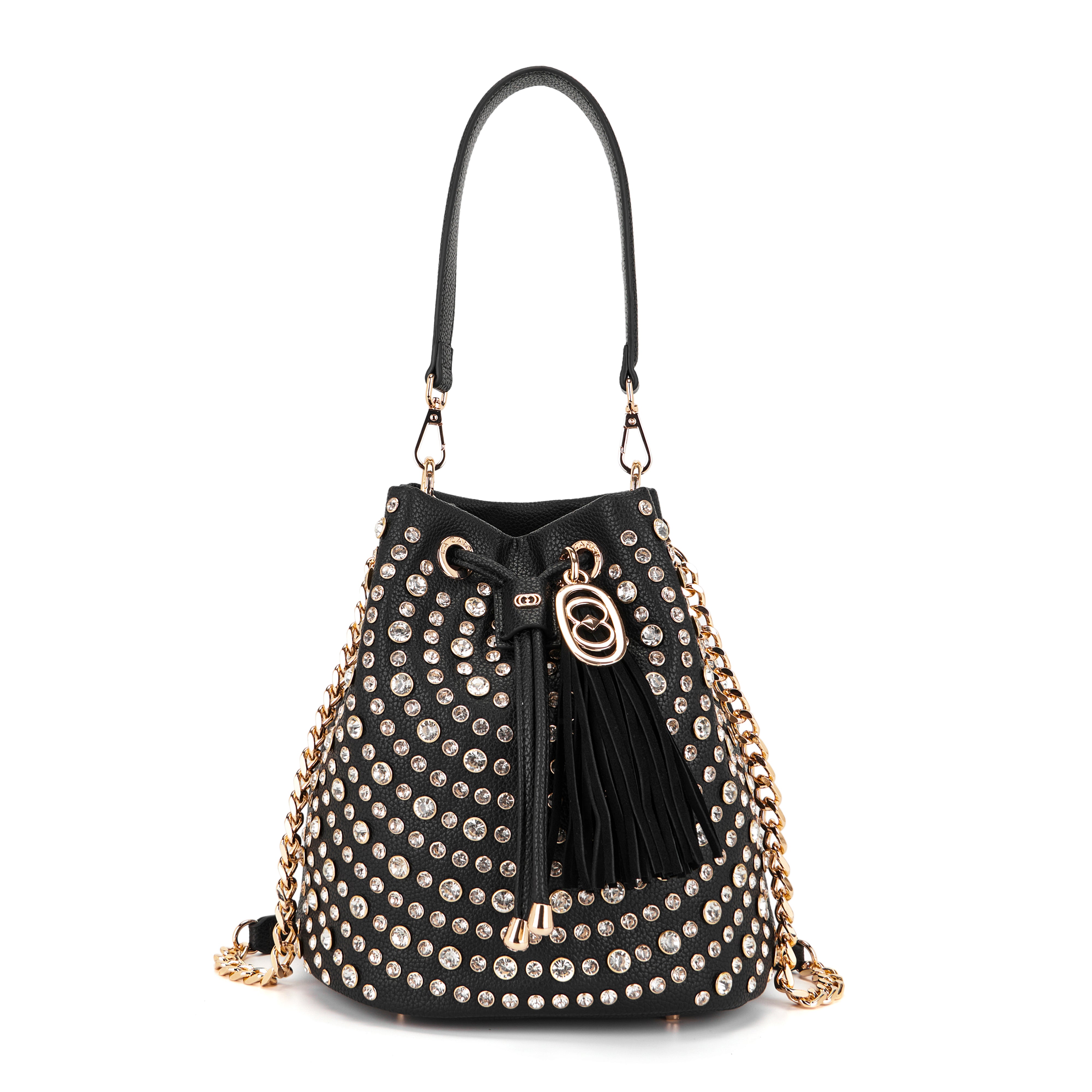 La Carrie Andromeda sac seau noir strass 28 cm