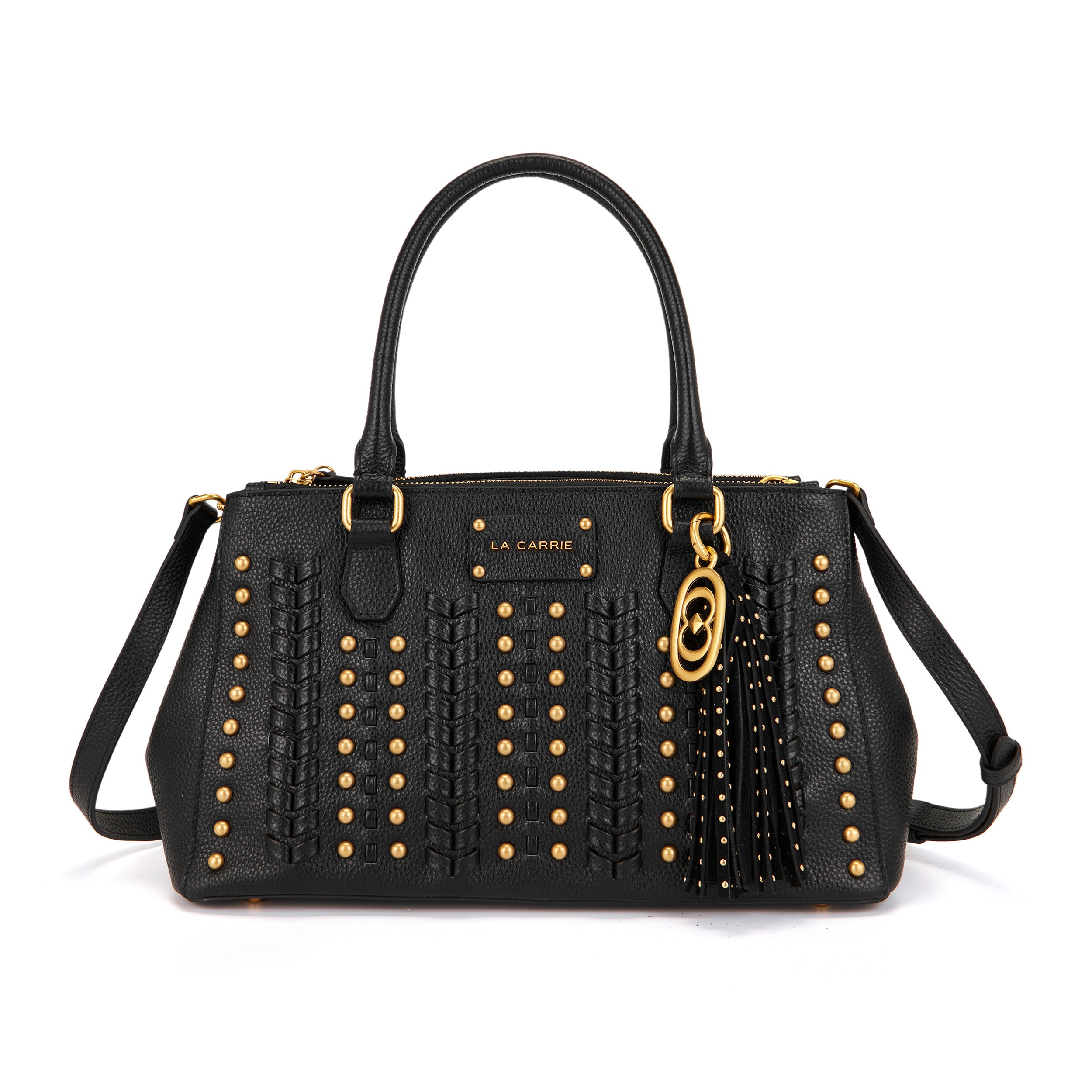 La Carrie Eclipse sac à main cuir noir 34x11x20 cm clous