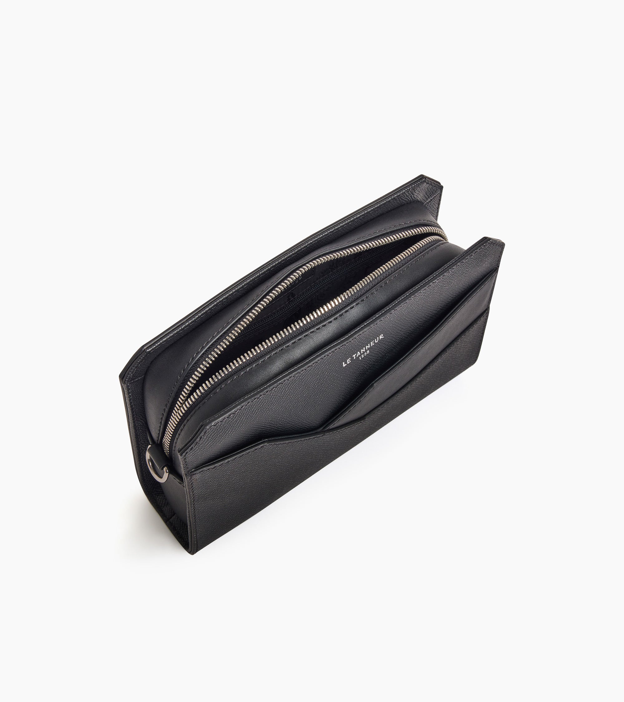 Le Tanneur Gaston Pochette Cuir Noir Grain Croisé